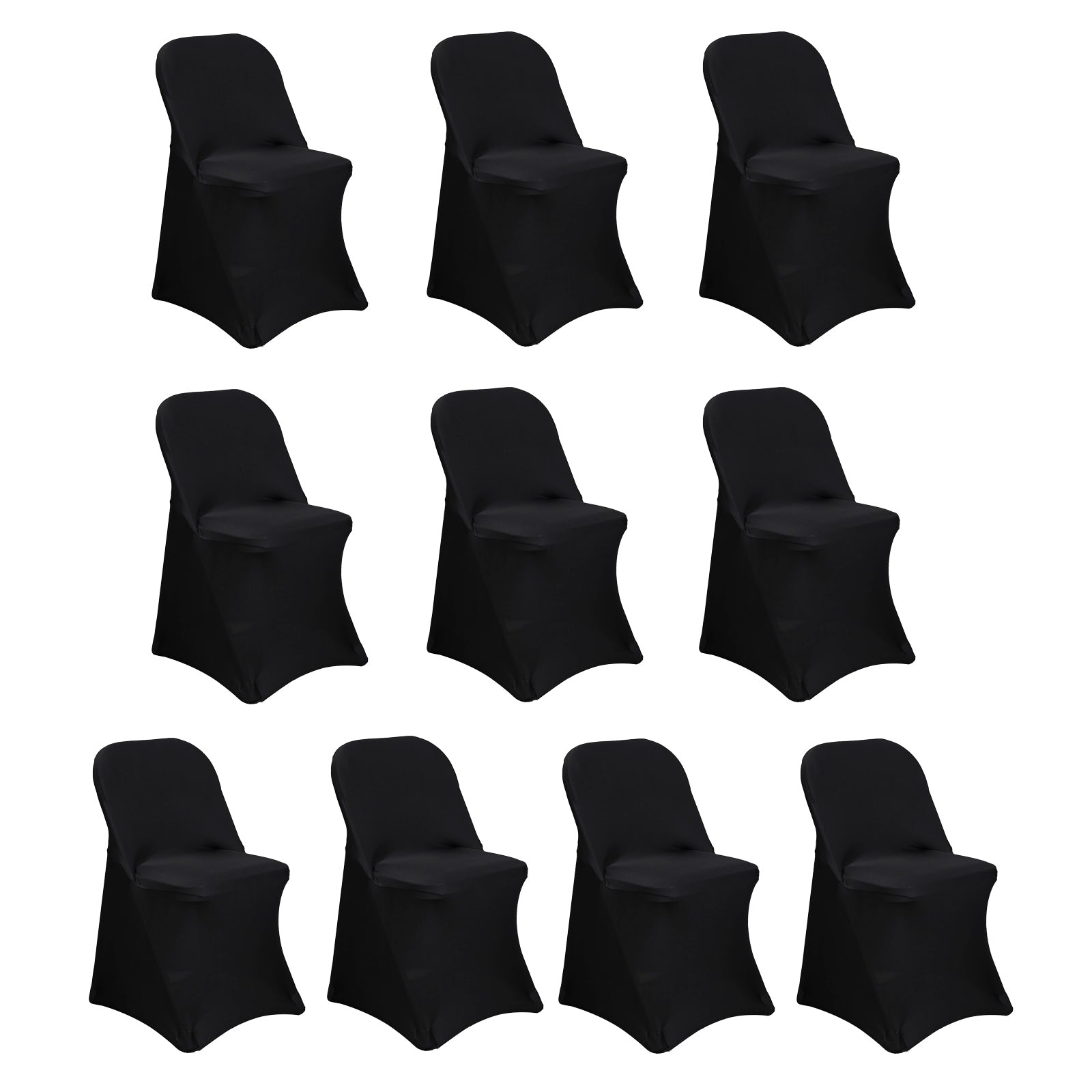 10 Pack Stretch Spandex Chair Covers Black for Folding Chairs - Durable Perfectly 160GSM Fitted Slipcovers for Professional & Casual Events