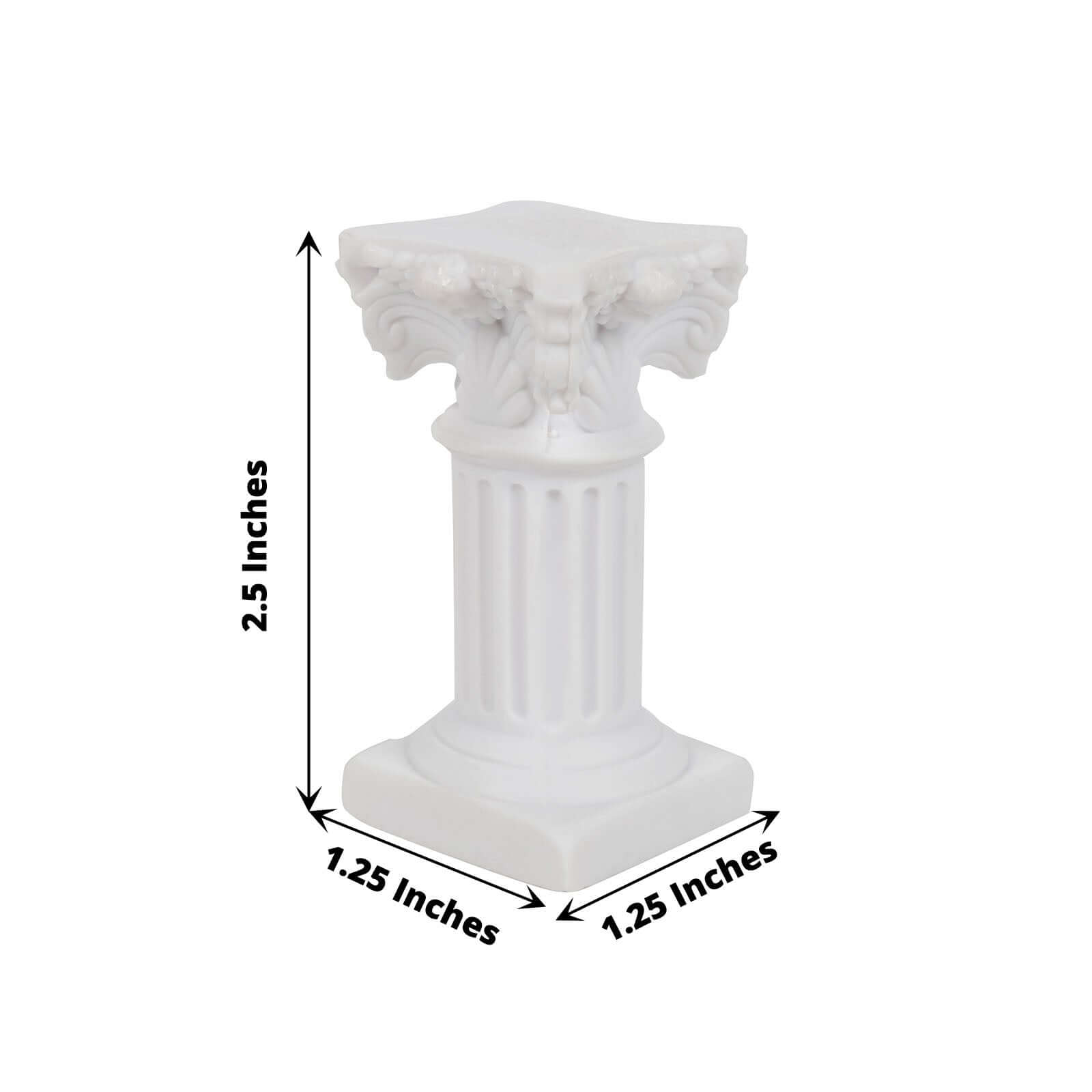 6-Pack Resin Roman Column Pillar Pedestal Candle Holders, Greek Statue Antique White Stands Sturdy Decorative Design 2.5