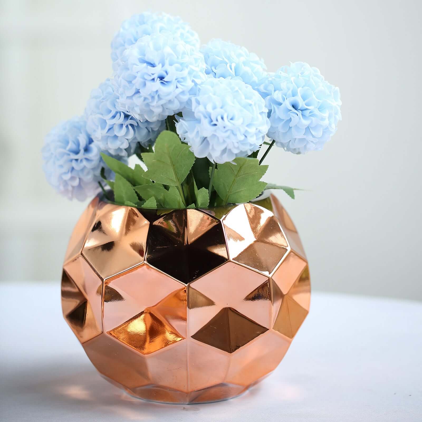 2-Pack Mercury Glass Vases Honeycomb Design Rose Gold - Stylish Geometric Wedding Centerpieces 6