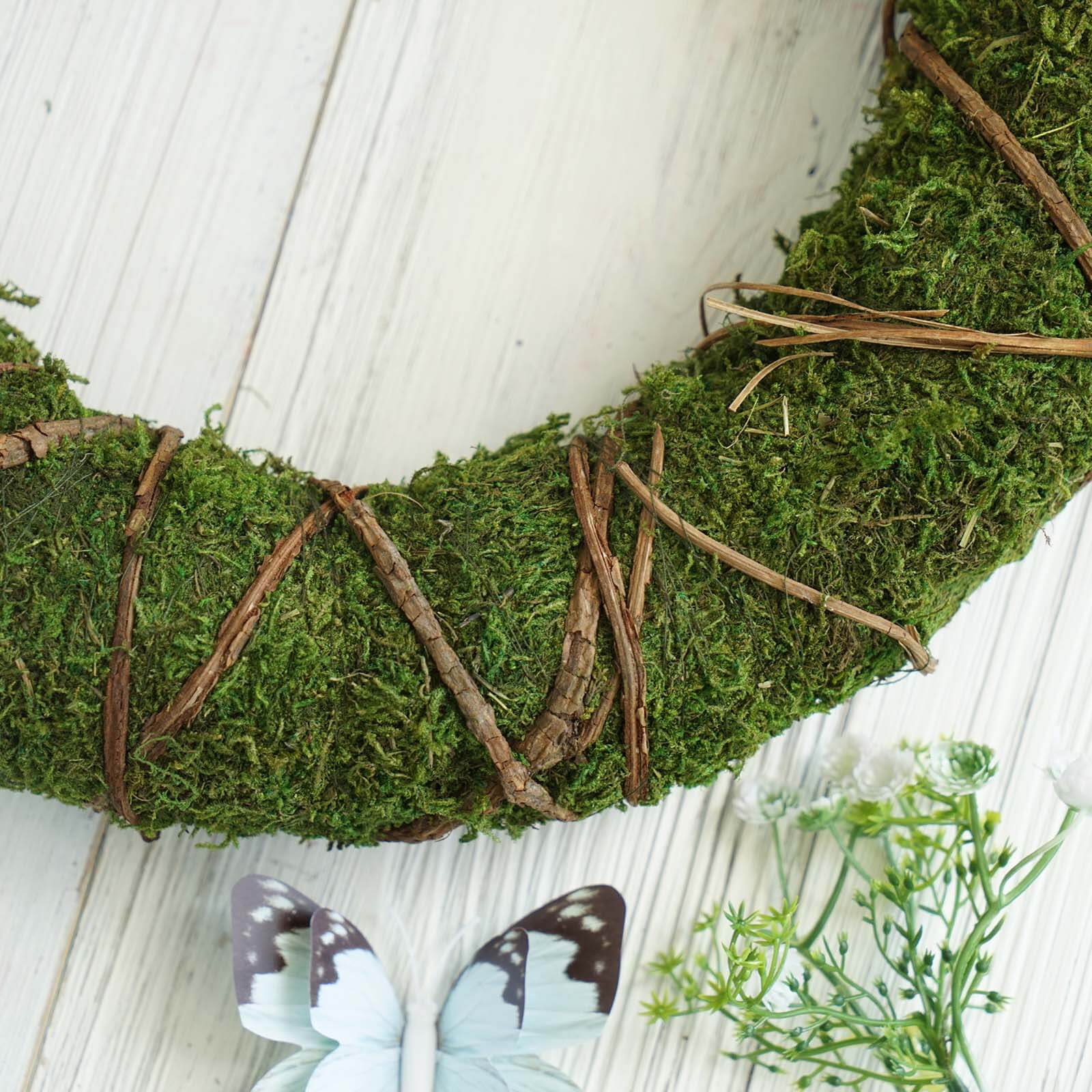 2 Pack 14 Green Natural Preserved Moss Wreaths With Twine Twig Wrap