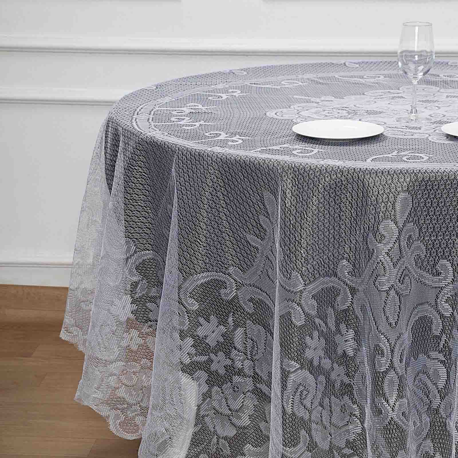 Lace 90 Round Tablecloth White - Premium Design for Versatile Table Decor
