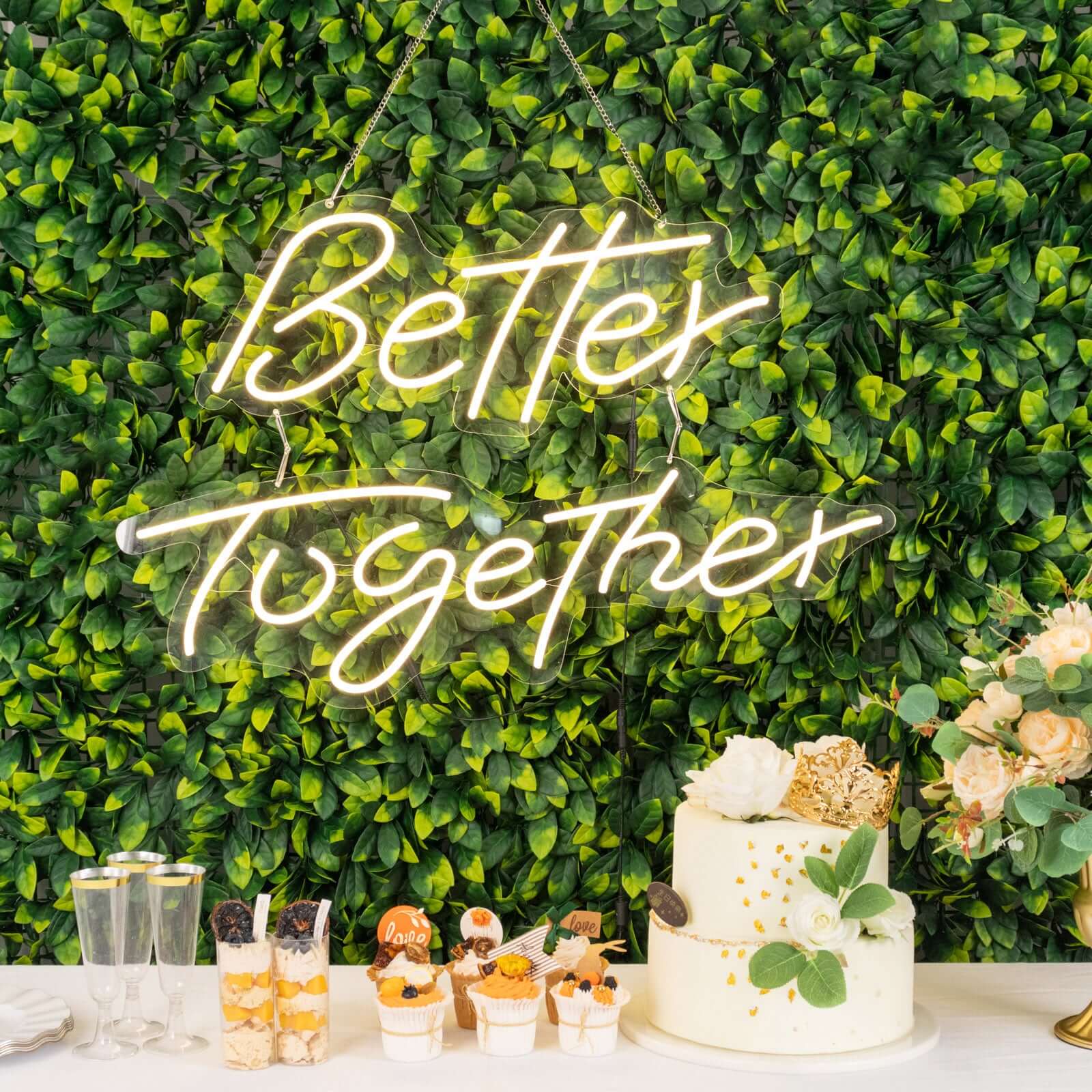 32 Better Together LED Neon Light Sign for Party or Home Wall Decor, Warm White Reusable Hanging Light With 5ft Chain