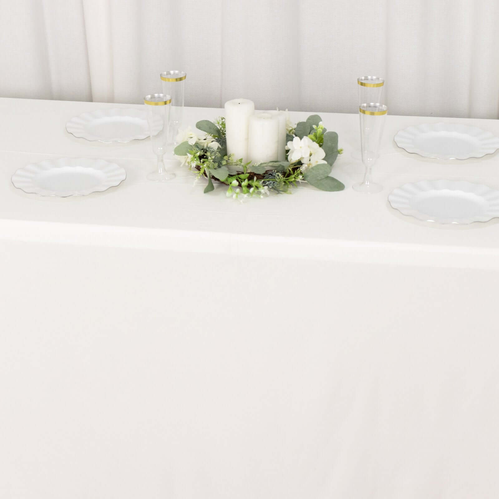 Premium Scuba Rectangular 90x156 Tablecloth Ivory - Wrinkle Free, Stain Resistant & Seamless Table Cover