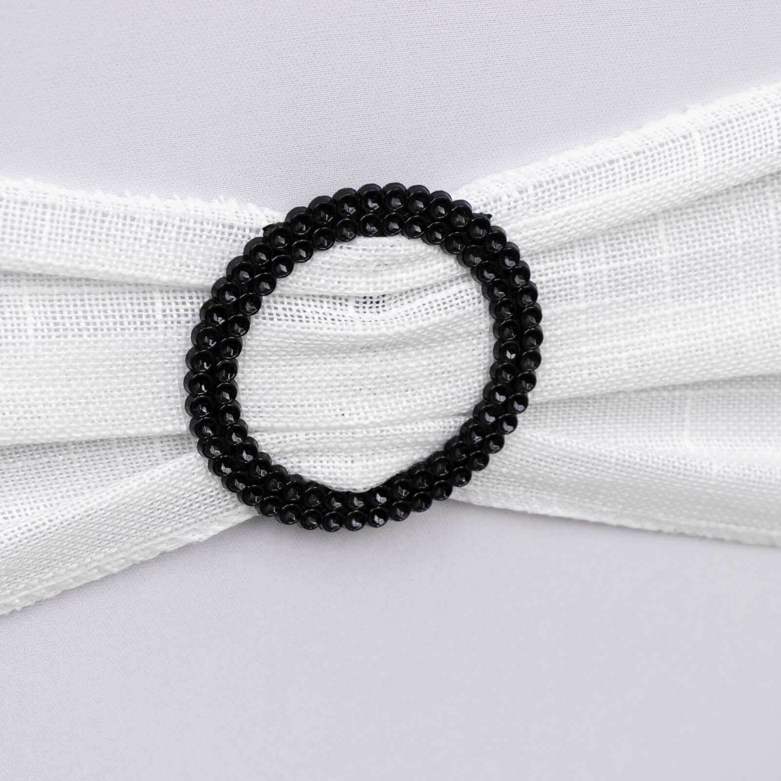 20 Pack Diamond Round Chair Sash Band Buckle Pins Black - Timeless Rhinestone Napkin Rings 2.5