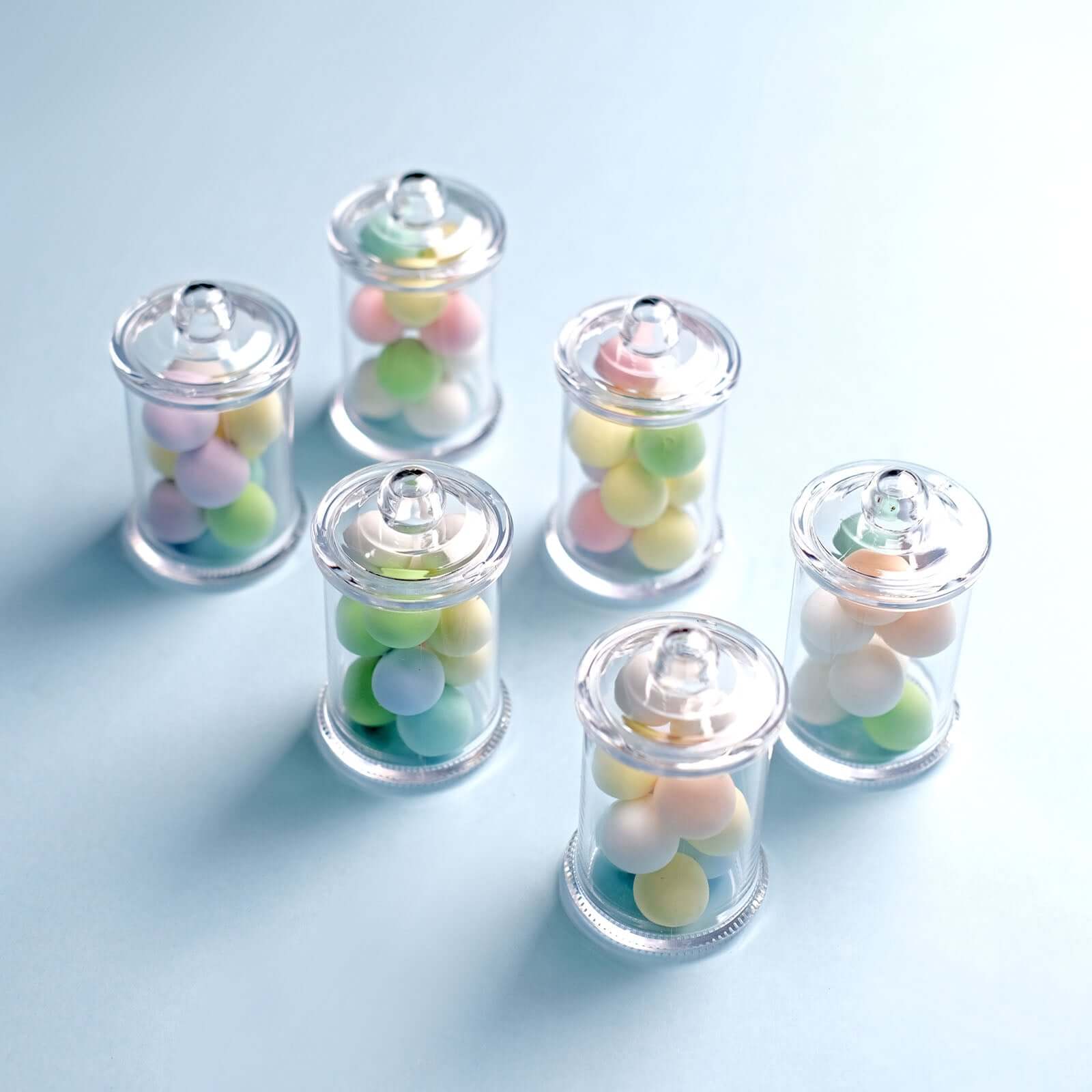 12-Pack Candy Jars Disposable Design with Clear Lids - Plastic Goodie Containers for Parties 3.5