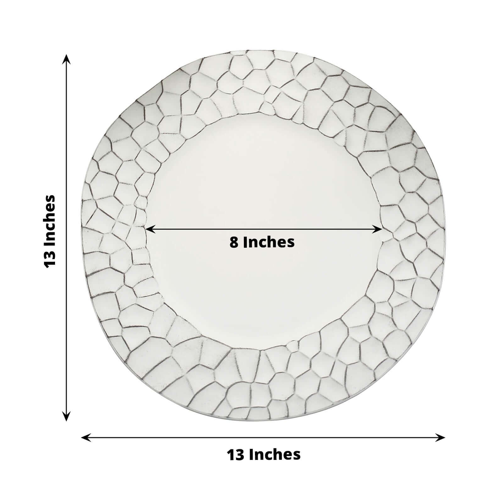 6-Pack Round Charger Plates 13 in White with Hammered Rim, Matte Finish Modern Dinner Charger Tableware