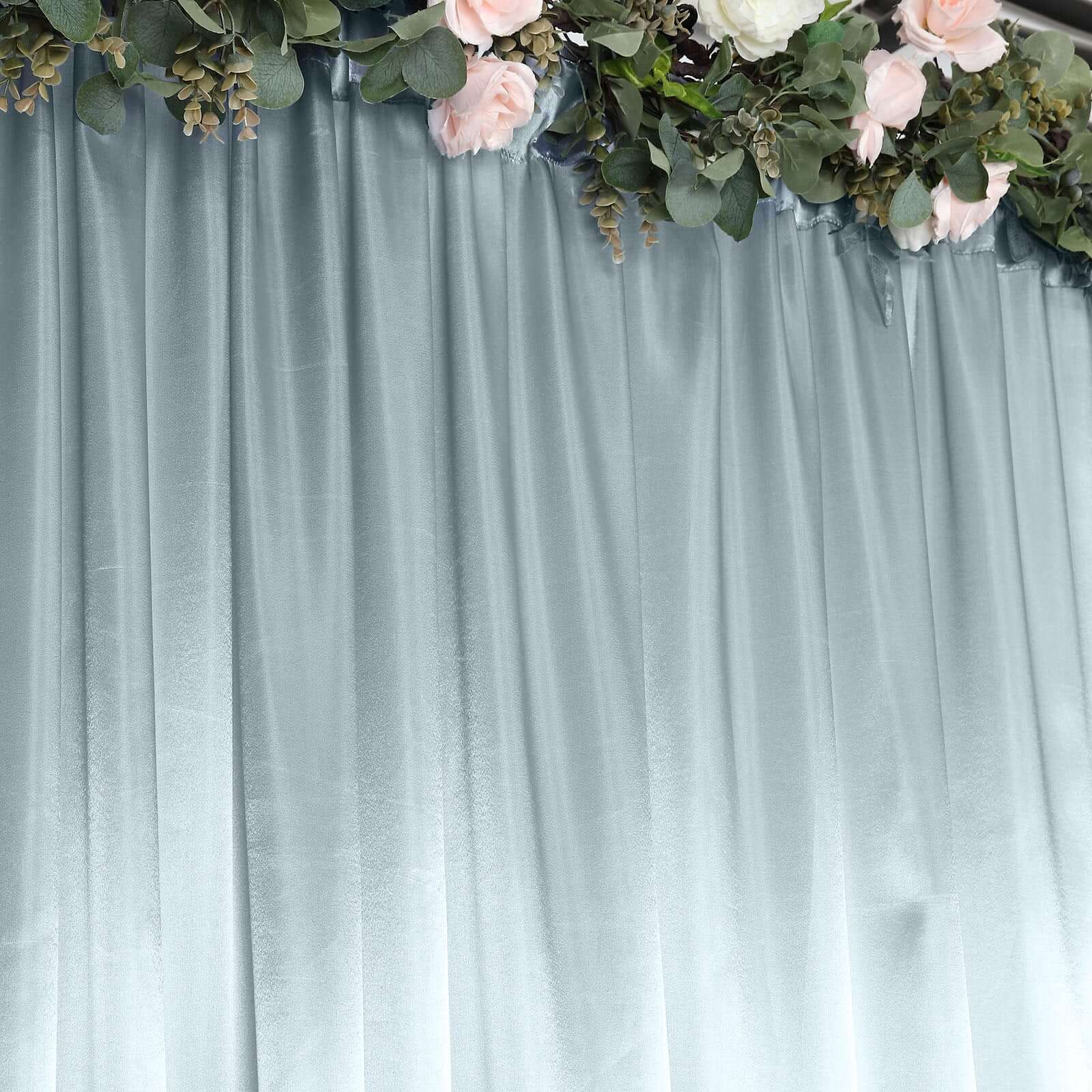 8ftx10ft Dusty Blue Satin Event Curtain Drapes, Backdrop Event Panel