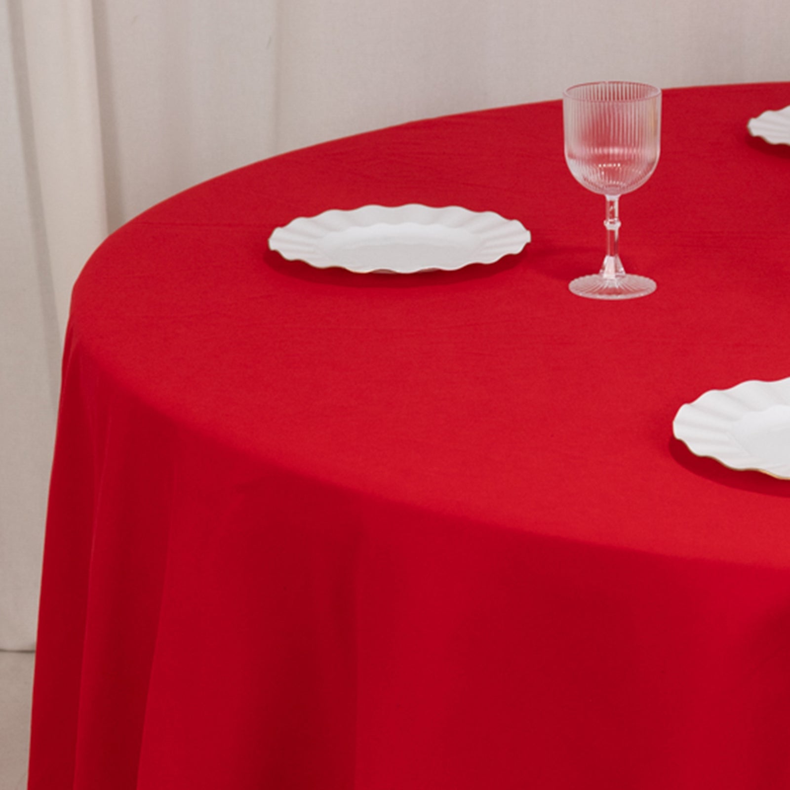 Cotton Blend 120 Round Tablecloth Red - Seamless Wrinkle-Resistant Table Cover