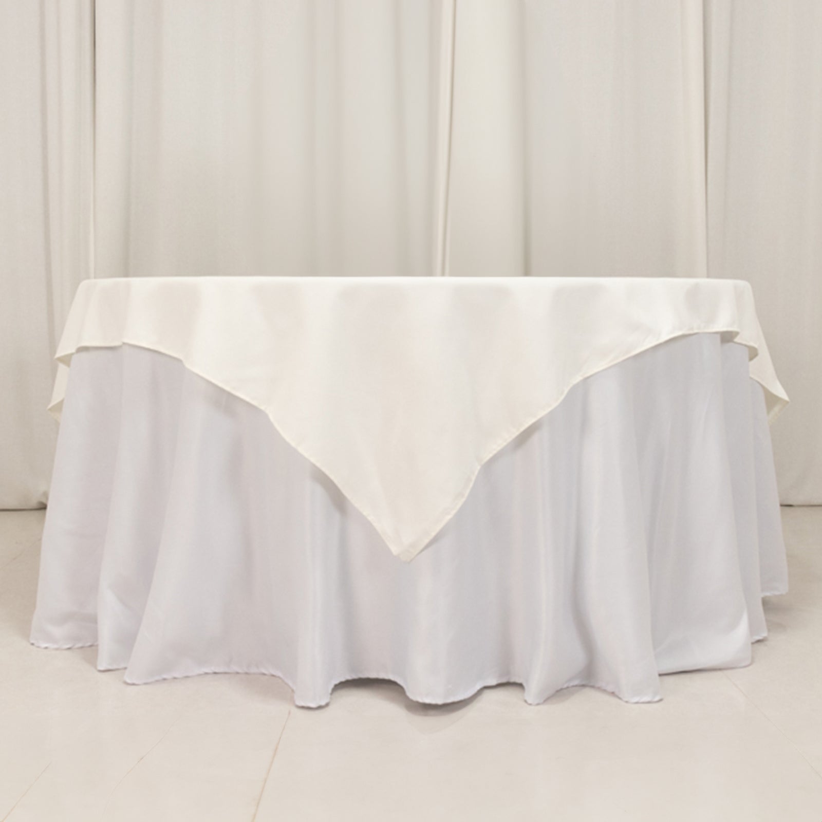 Cotton Blend 70x70 Table Overlay Square Tablecloth Ivory - Wrinkle-Resistant Fabric Table Topper