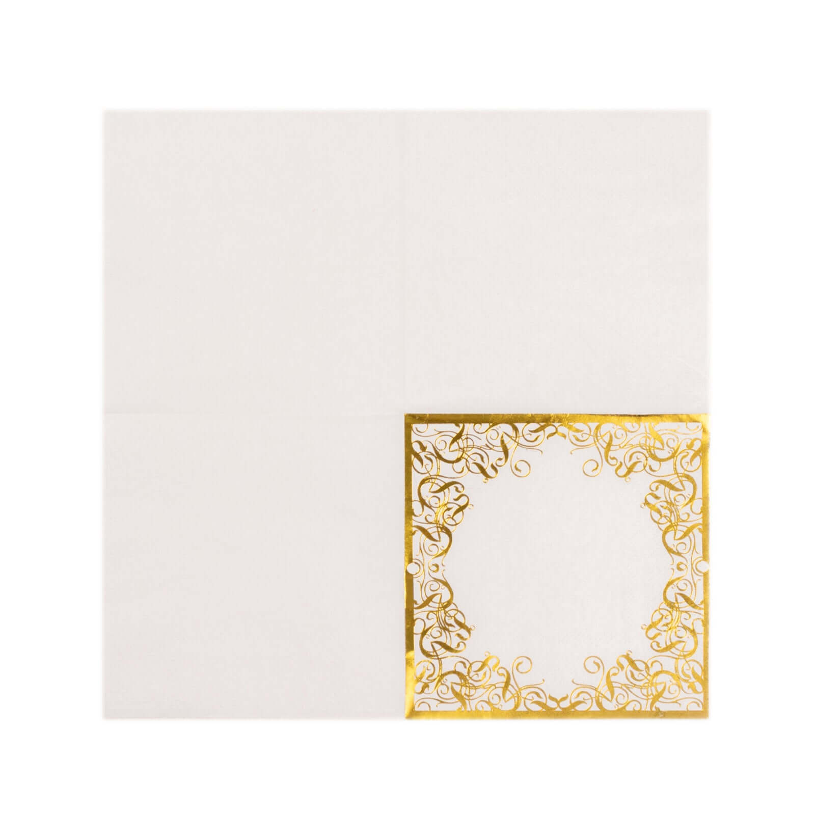 20-Pack Paper Beverage Napkins with Gold Foil Lace Design White - 3 Ply Disposable 18GSM European Style Cocktail Napkins 5x5