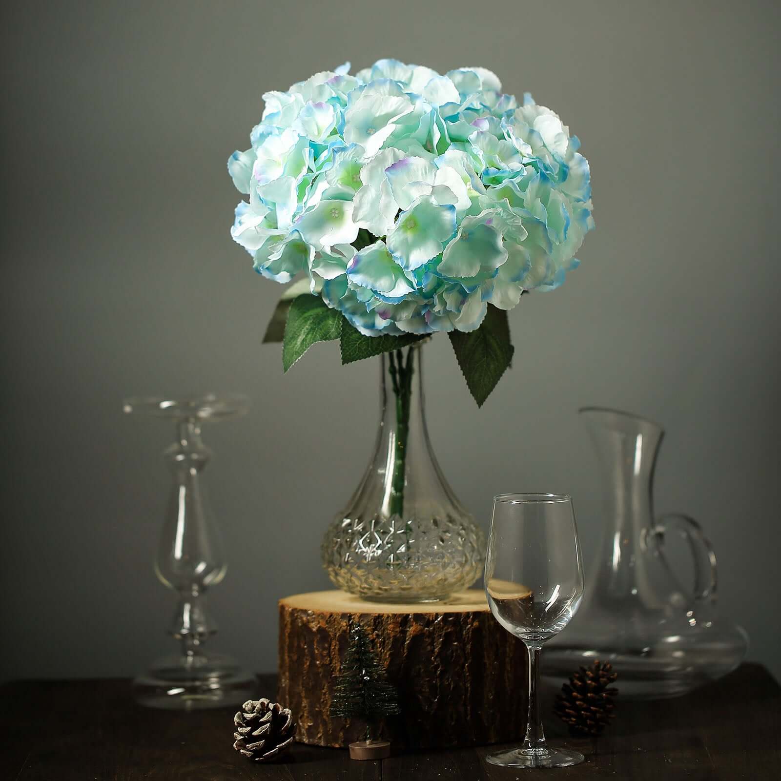 5 Bushes Baby Blue Artificial Silk Hydrangea Flower Bouquets