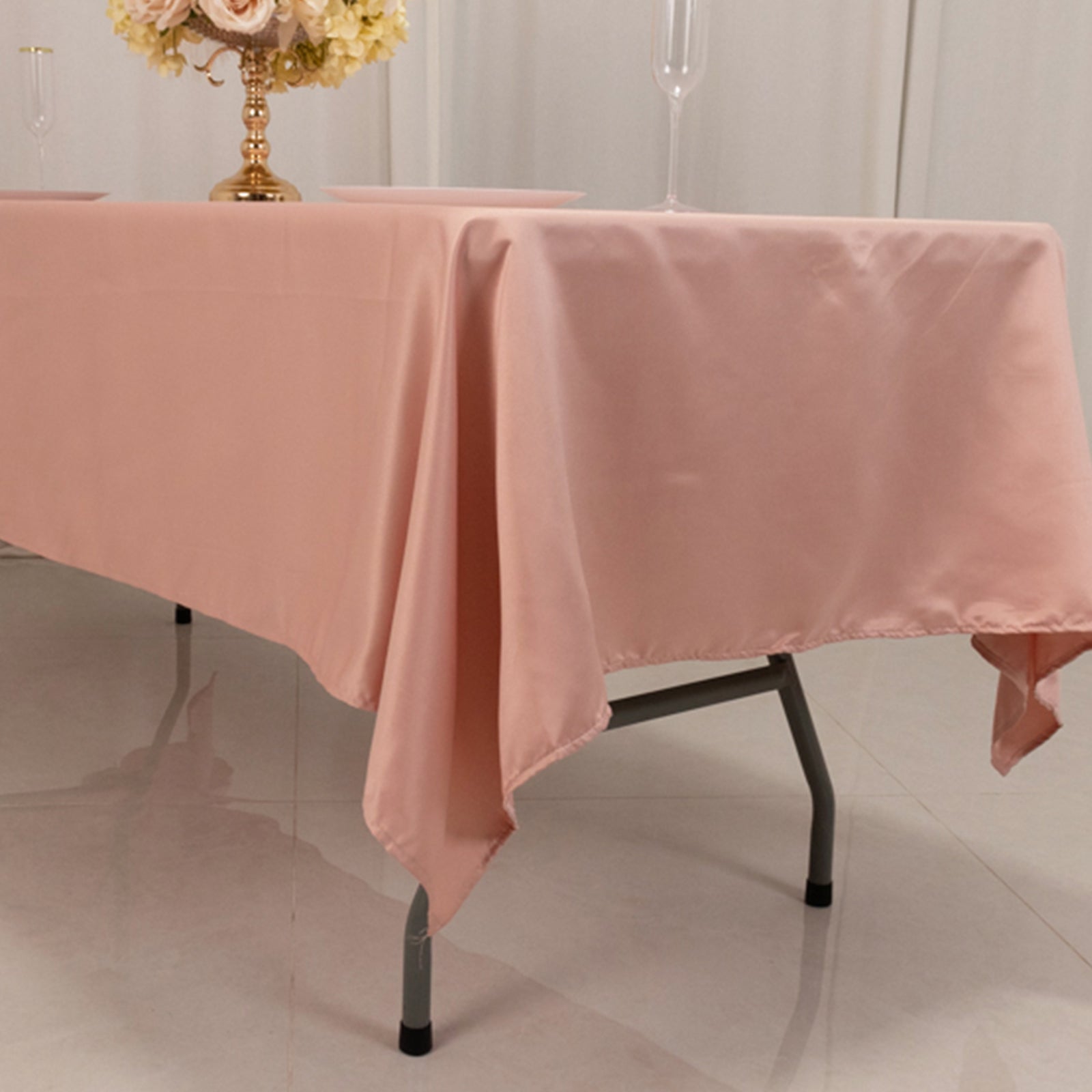Lamour Satin 60x102 Rectangle Tablecloth Dusty Rose - Durable & Silky Soft Feel Table Cover