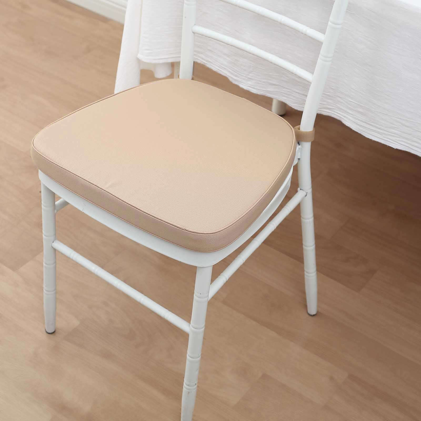 Chiavari Chair Cushion with 1.5 Thick Memory Foam and Ties Nude - Stylish Removable Cover for Comfort