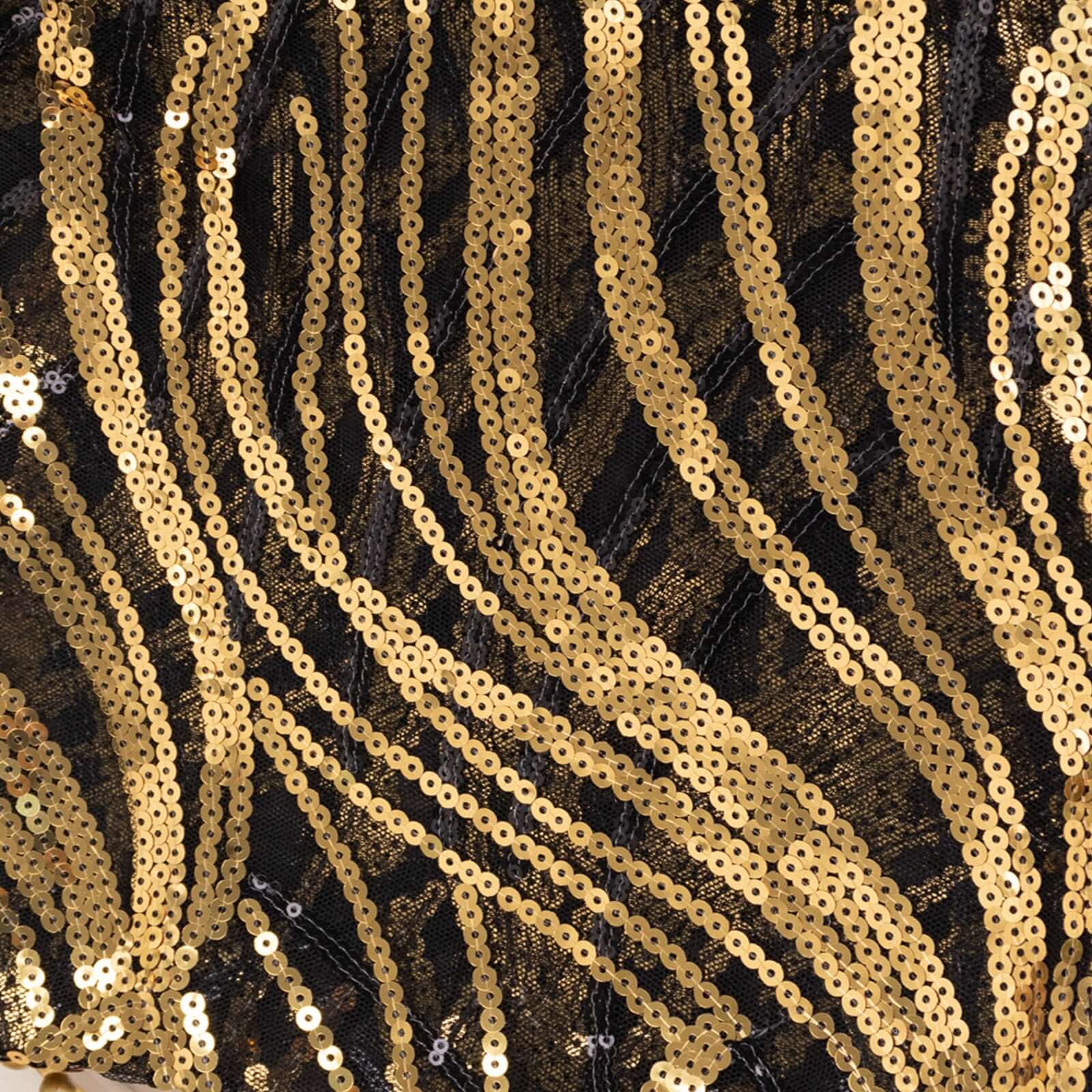 Sequin Mesh 20x20 Napkin Black Gold - Wave Embroidered Reusable Napkin