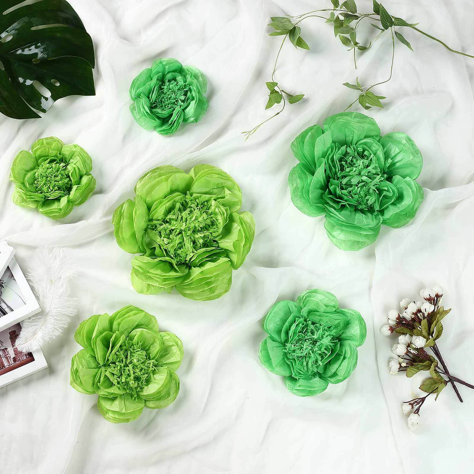 Set of 6 Mint Apple Green Peony 3D Paper Flowers Wall Decor - 7,9,11