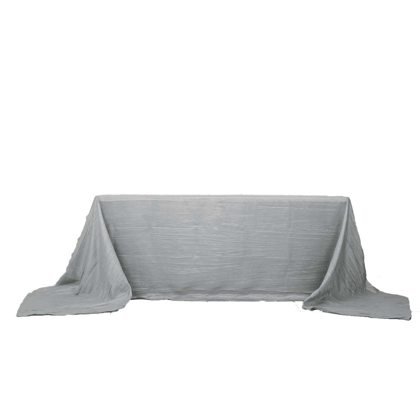 Taffeta 90x156 Rectangle Tablecloth Silver - Accordion Crinkle Seamless Table Cover