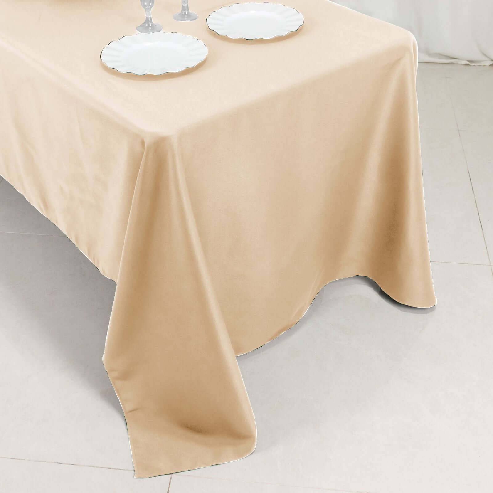 Premium Polyester 60x126 Rectangle Tablecloth Beige - Stain-Resistant 220GSM Finish Table Cover