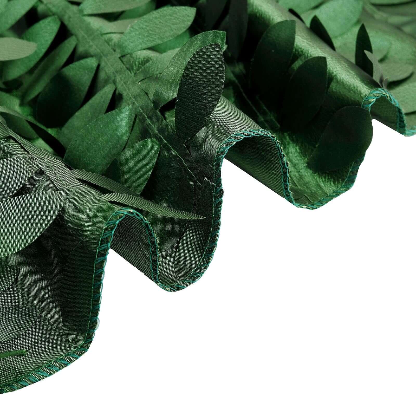 Taffeta 120 Round Tablecloth Green Leaf | 3D Leaf Petal Design Seamless Table Cover