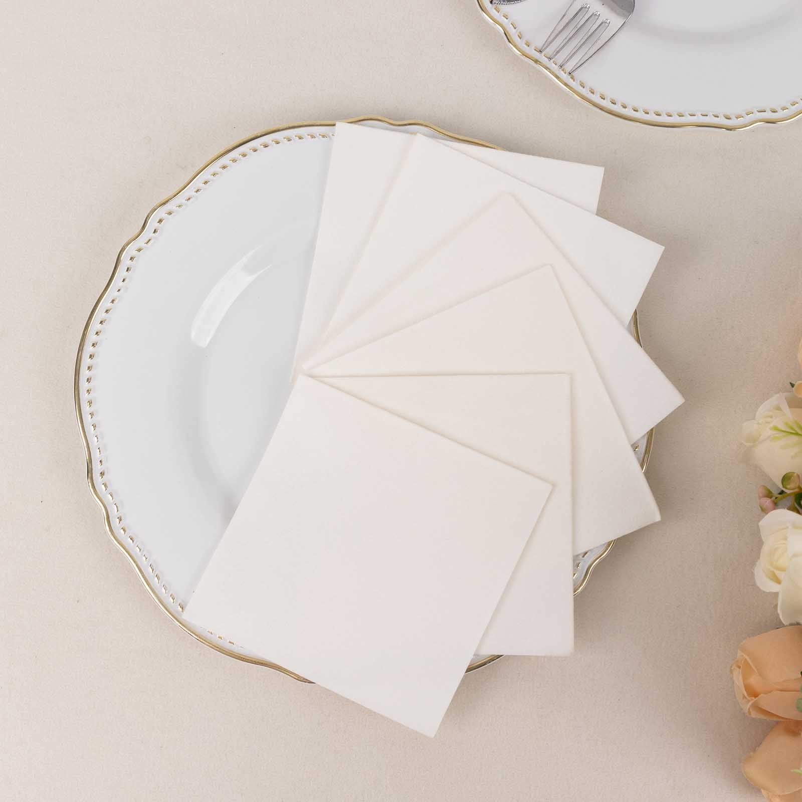 20-Pack Paper Linen-Like Cocktail Napkins White - Disposable 5x5 Airlaid Soft Napkins for Events