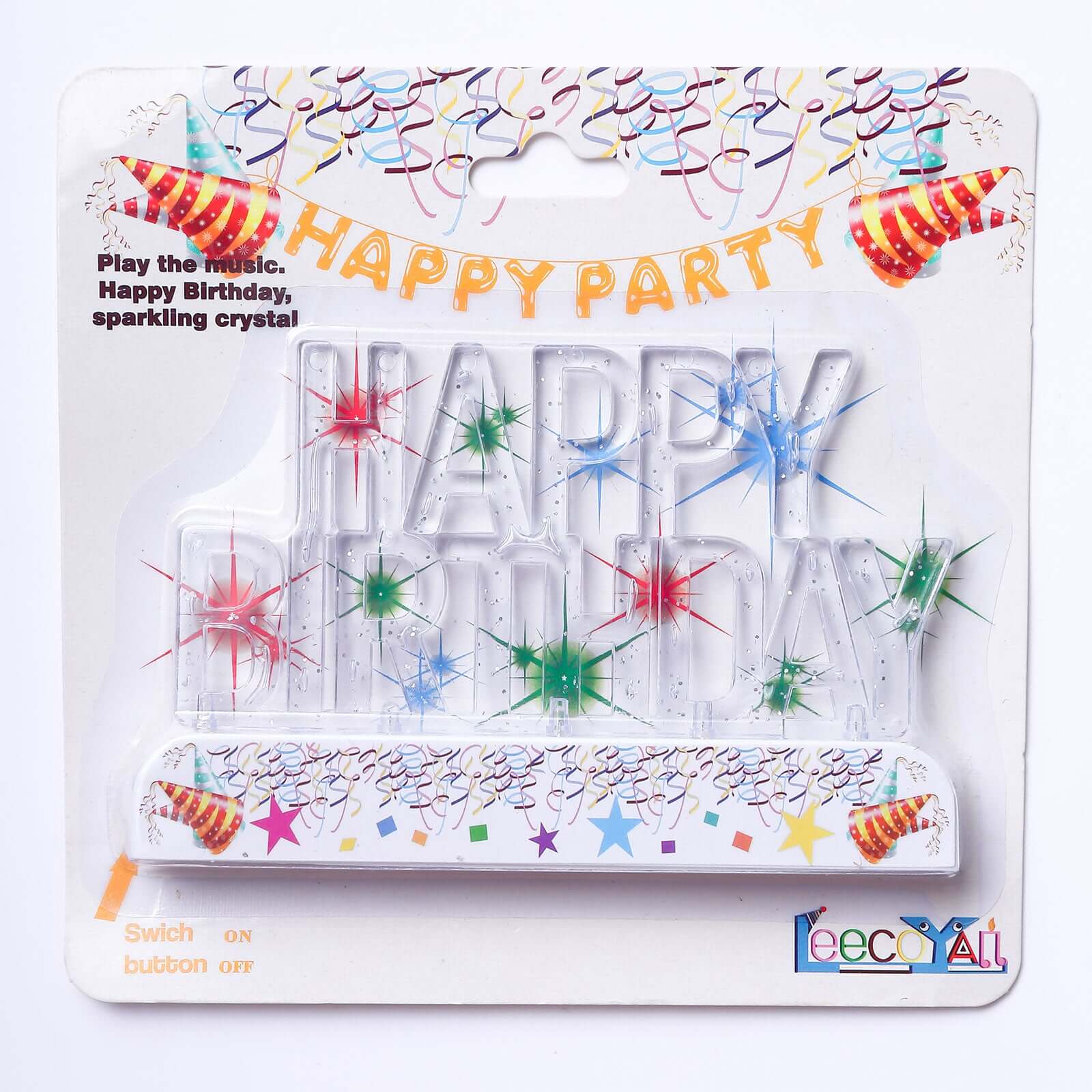 LED Cake Topper Multicolor Flashing Clear Acrylic - Perfect Happy Birthday Party Decor 5x3