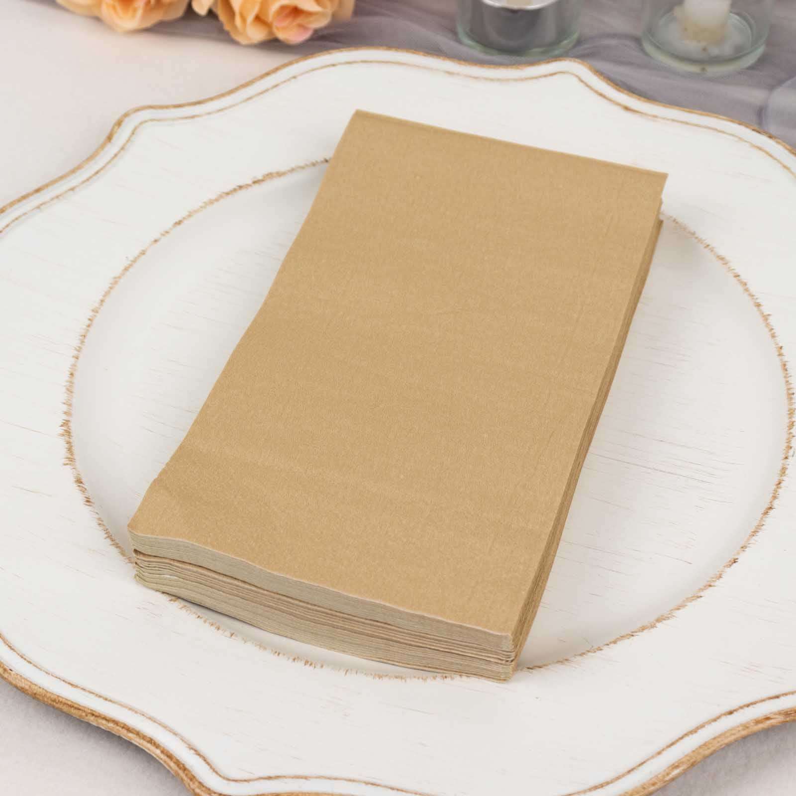 50-Pack Paper Napkins Soft Natural - Disposable 2-Ply Cocktail and Beverage Napkins for Weddings