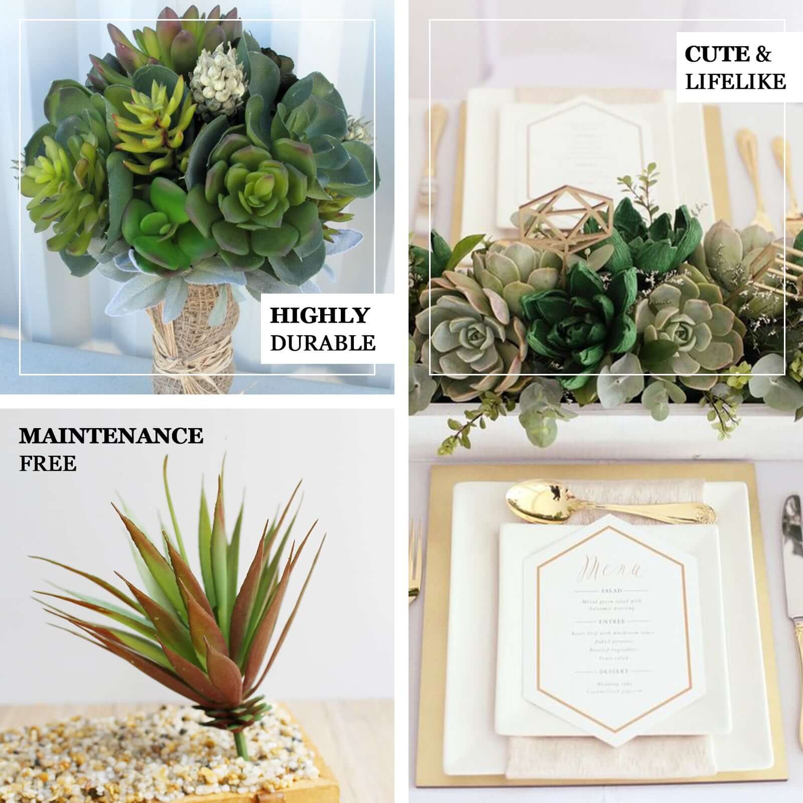 3 Pack 18 Assorted Artificial Aeonium Spray Succulent Air Plants