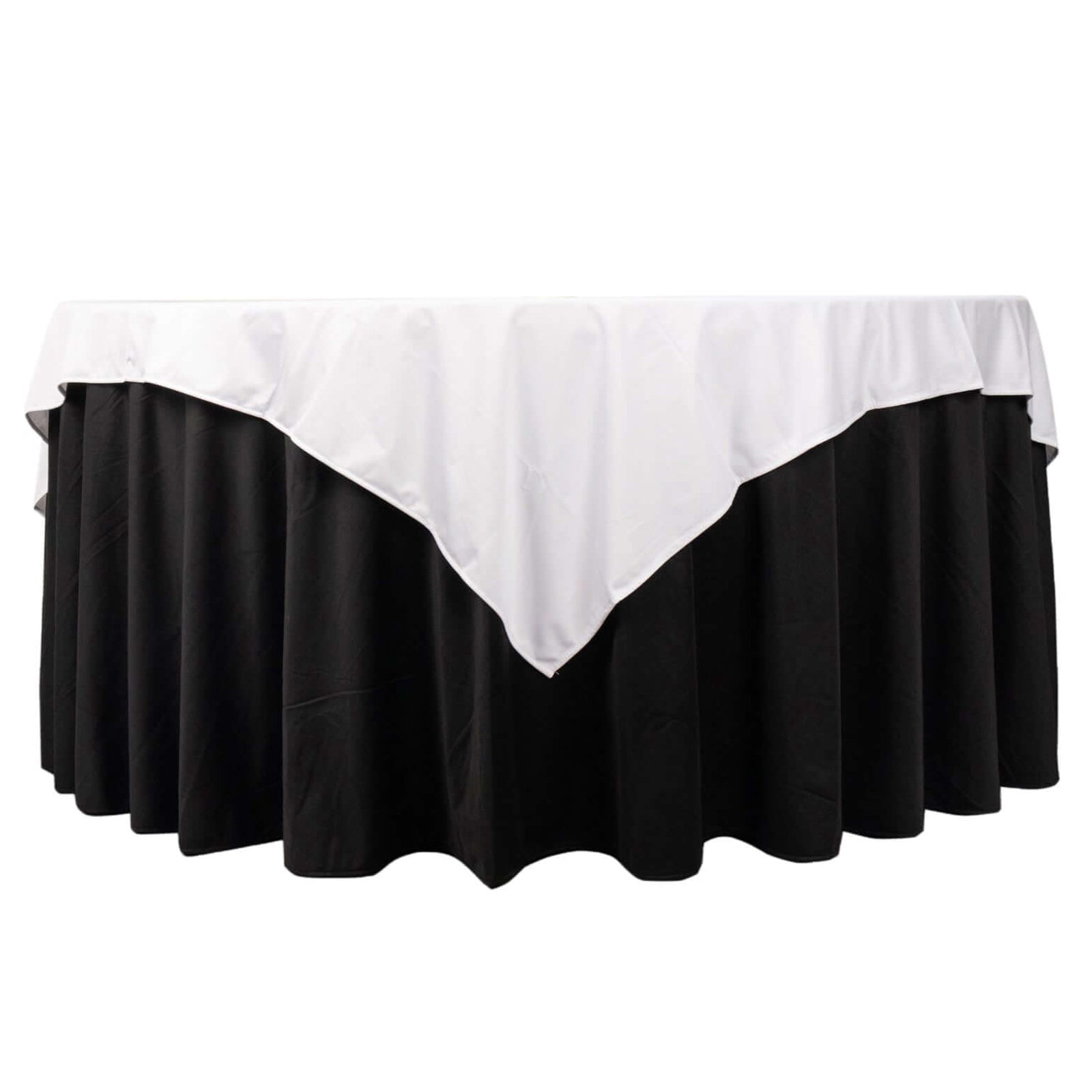 Premium Scuba 70x70 Table Overlay Square Tablecloth White - Wrinkle Free & Stain Resistant Table Cover for Weddings and Banquets