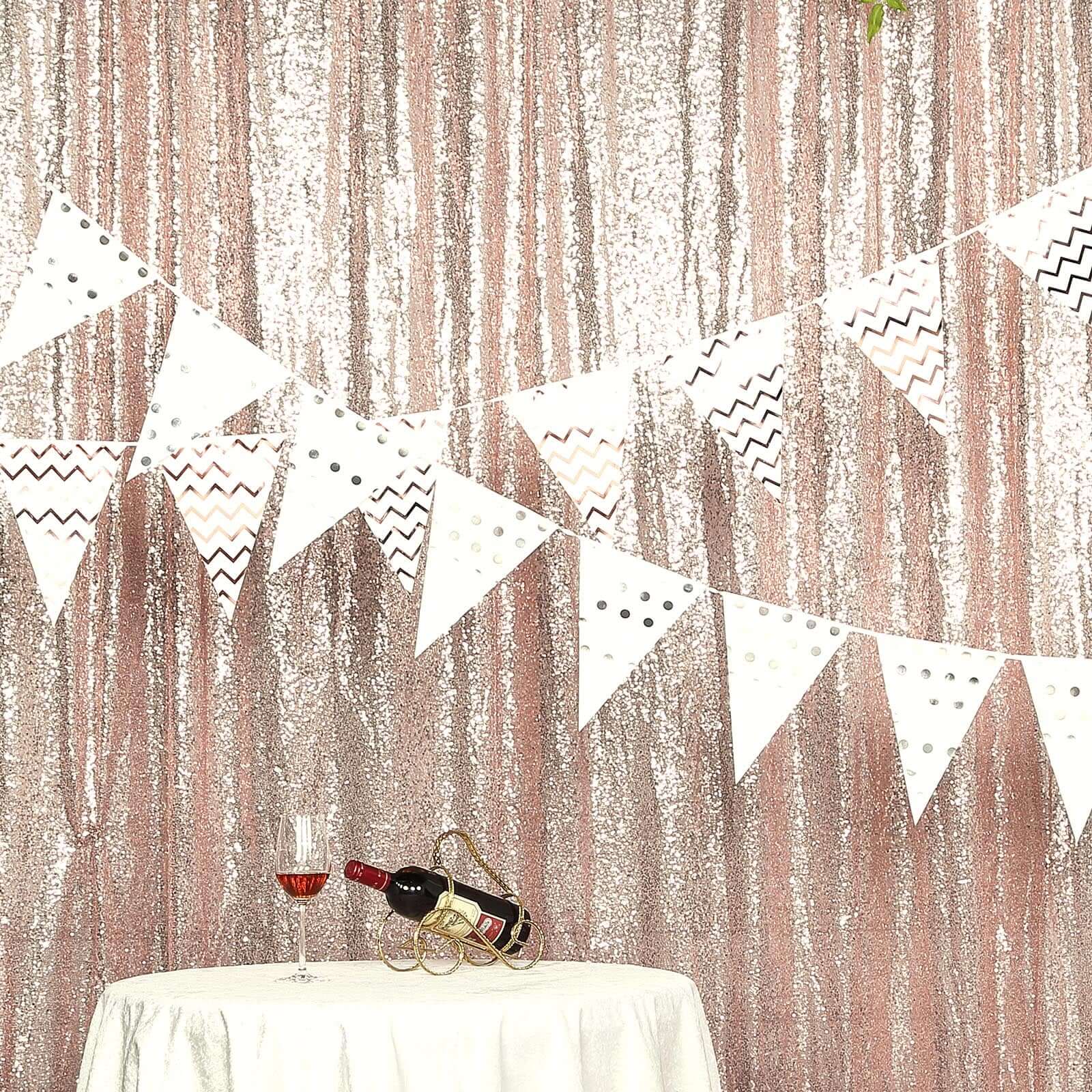 8ftx8ft Blush Sequin Event Curtain Drapes, Backdrop Event Panel