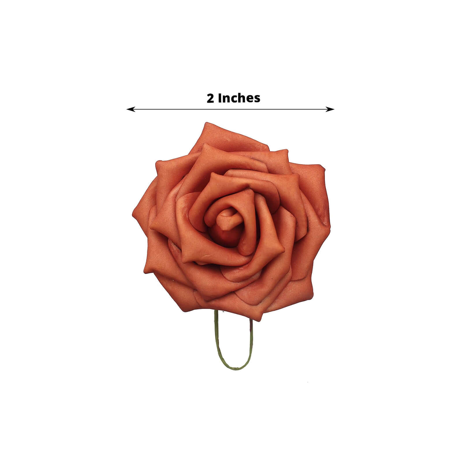 24 Roses 2 Terracotta (Rust) Artificial Foam Flowers With Stem Wire and Leaves