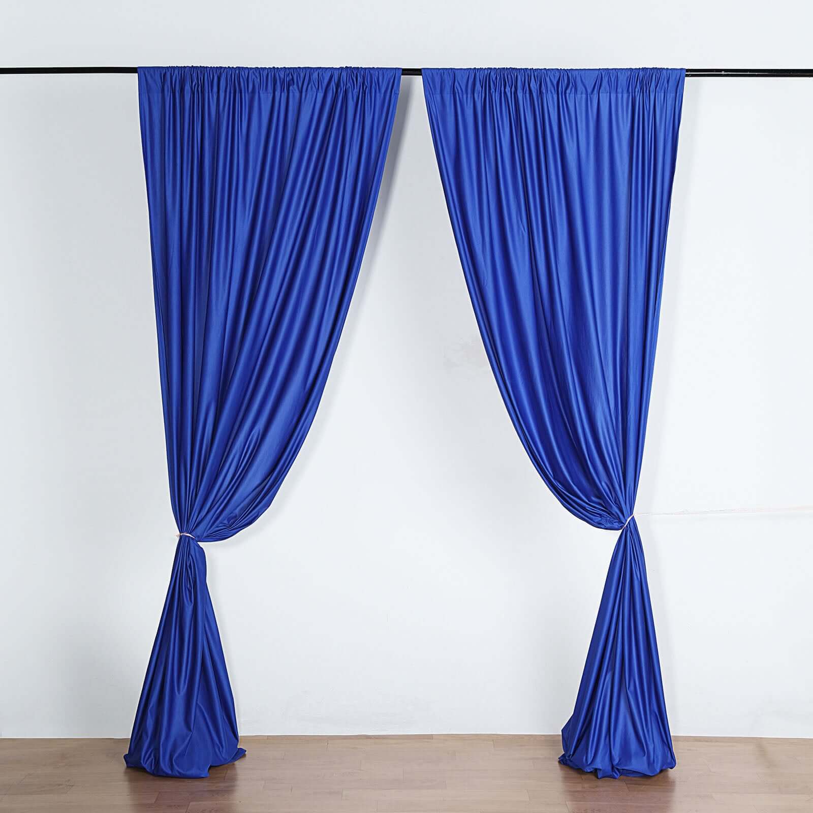 2 Pack Royal Blue Scuba Polyester Event Curtain Drapes, Durable Flame Resistant Backdrop Event Panels Wrinkle Free with Rod Pockets - 10ftx10ft