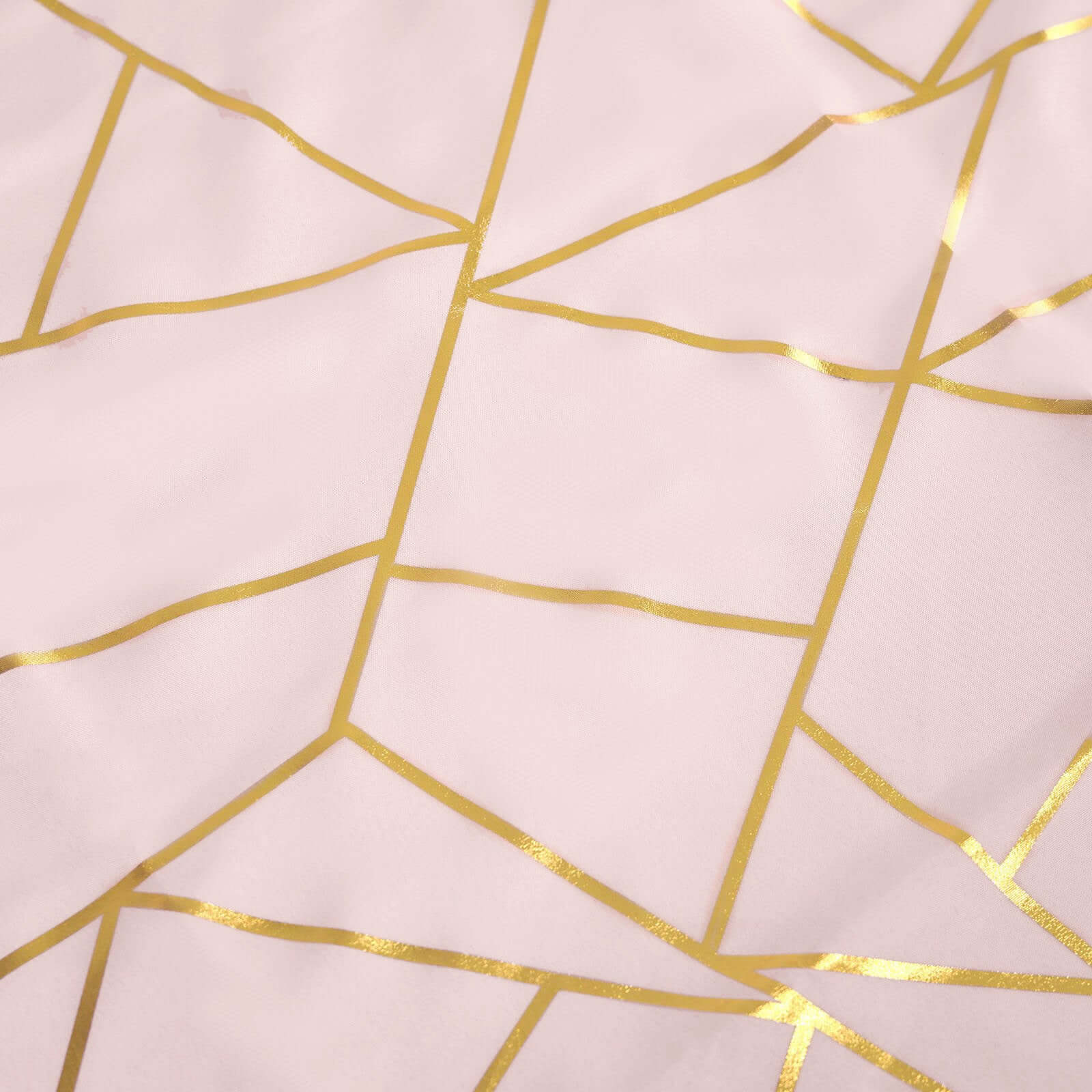 Polyester 54x54 Table Overlay Square Tablecloth Blush with Gold Foil Geometric Pattern - Wrinkle-Resistant & Durable Table Topper