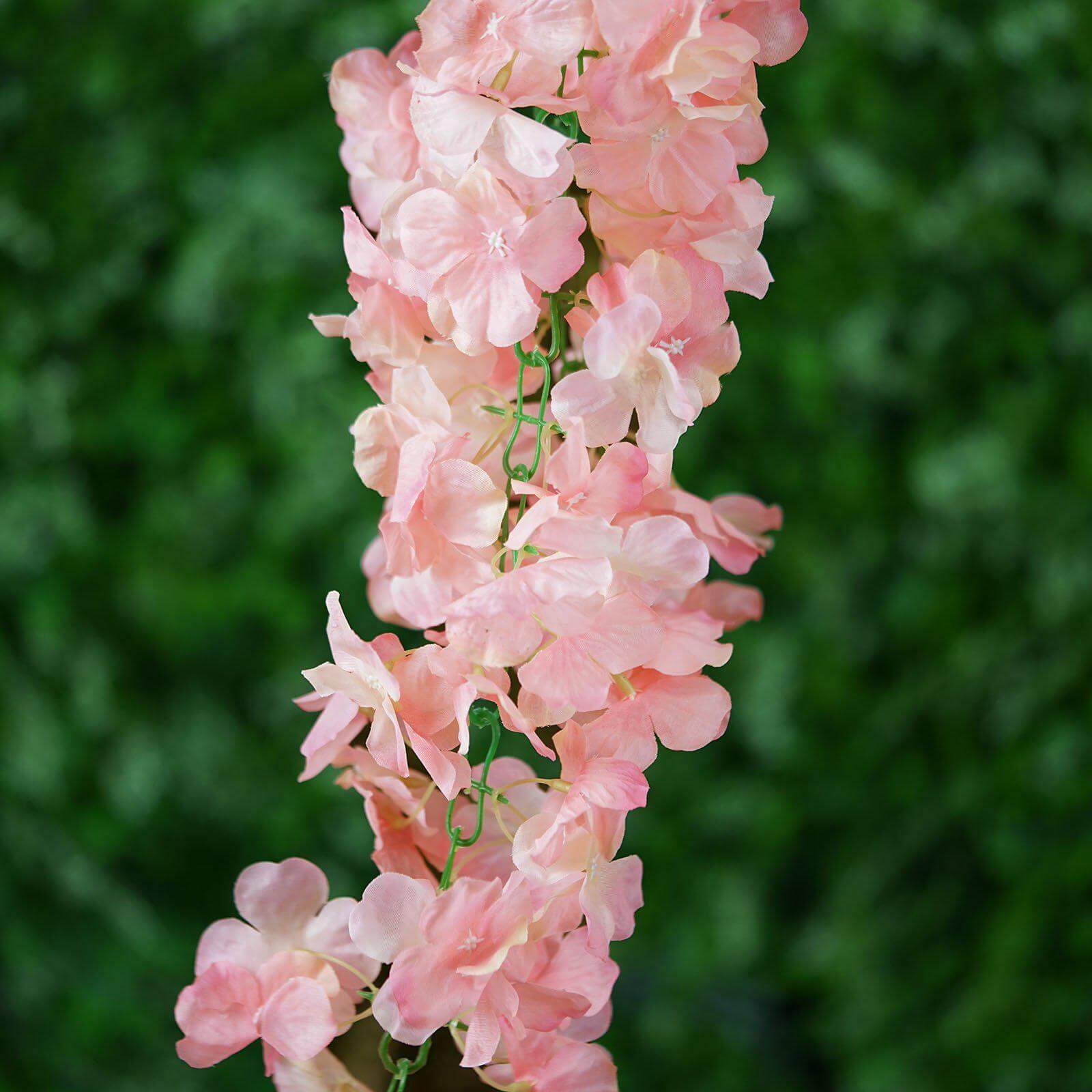 7ft Blush Artificial Silk Hydrangea Hanging Flower Garland Vine