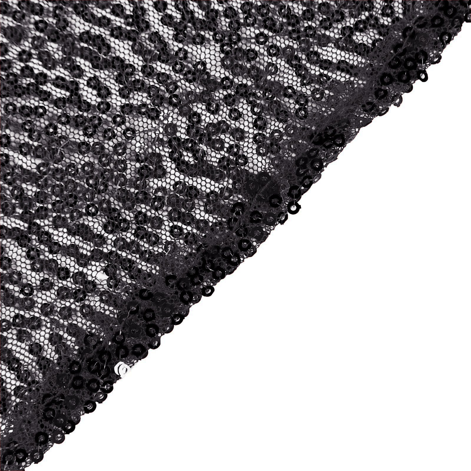 Sequin 132 Round Tablecloth Black - Seamless Dazzling Table Cover