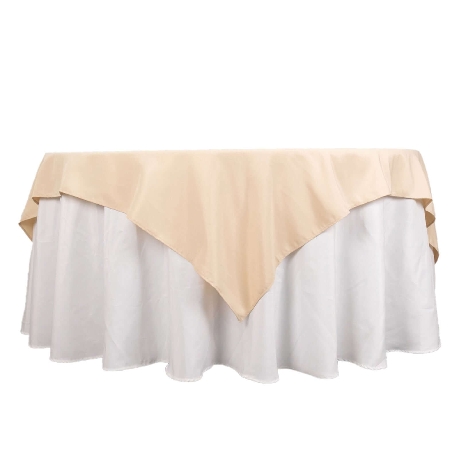 Premium Polyester 70x70 Table Overlay Square Tablecloth Beige 220GSM Wrinkle-Resistant Table Cover