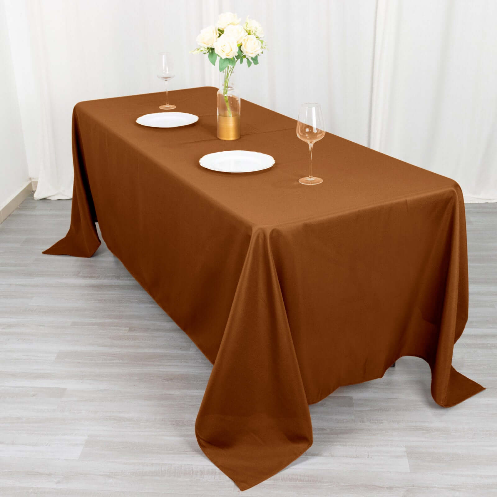 Polyester 72x120 Rectangle Tablecloth Cinnamon Brown - Durable and Stylish Table Cover