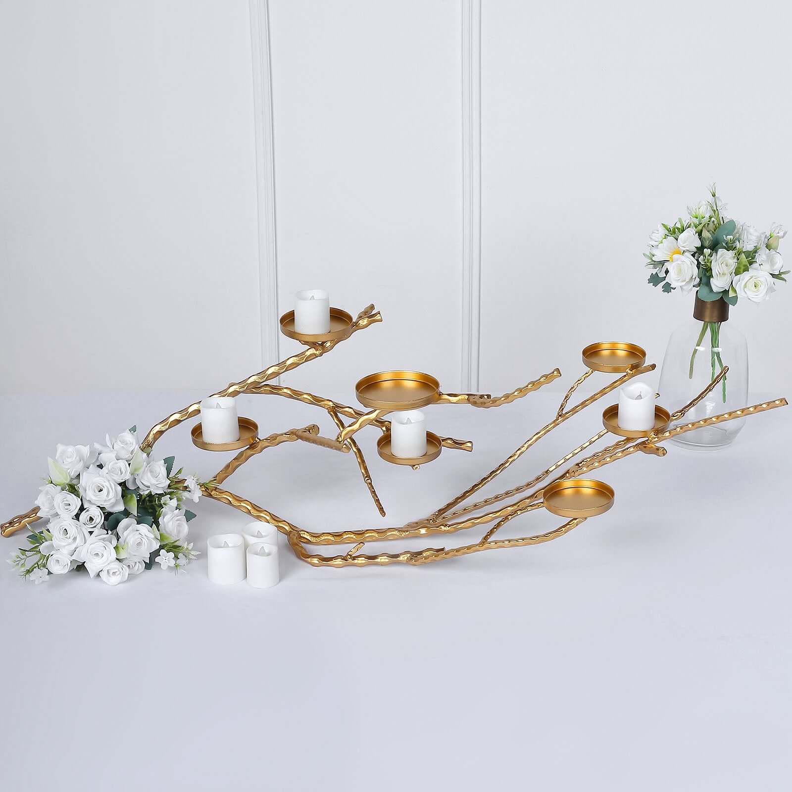 Metal Manzanita Tree Branch Candelabra Candle Holder Stand Gold - Twig Branch Design Table Centerpiece 3ft