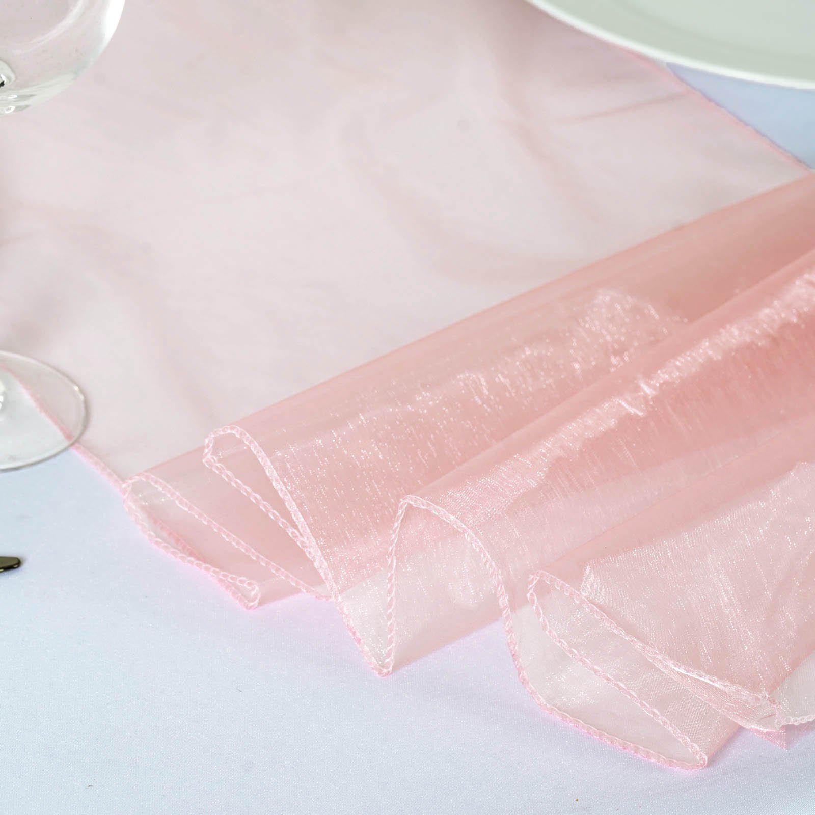 10 Pack Sheer Organza 14x108 Table Runners Blush - Soft and Lightweight Table Accent for Weddings