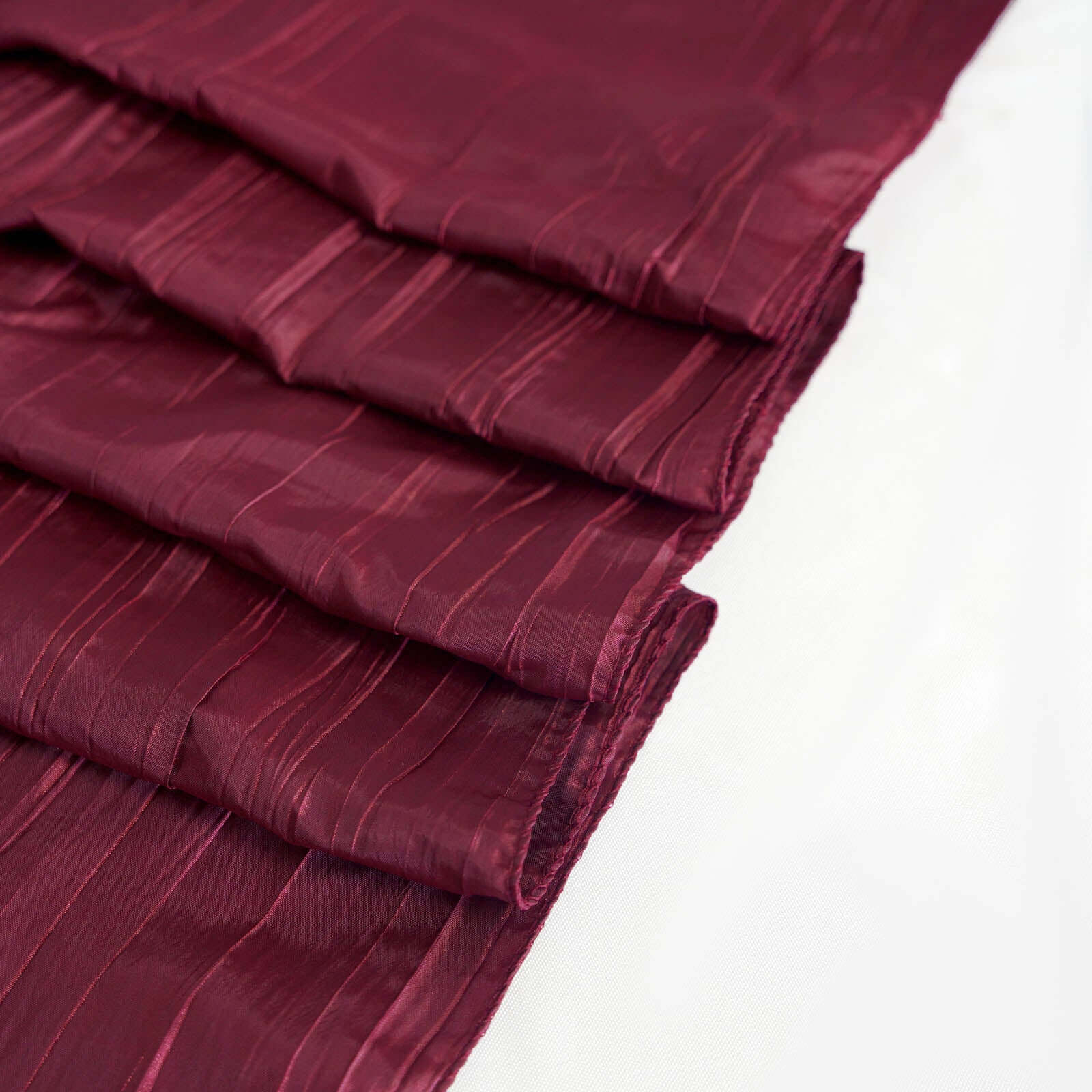Taffeta 90x90 Table Overlay Square Tablecloth Burgundy - Accordion Crinkle Table Cover
