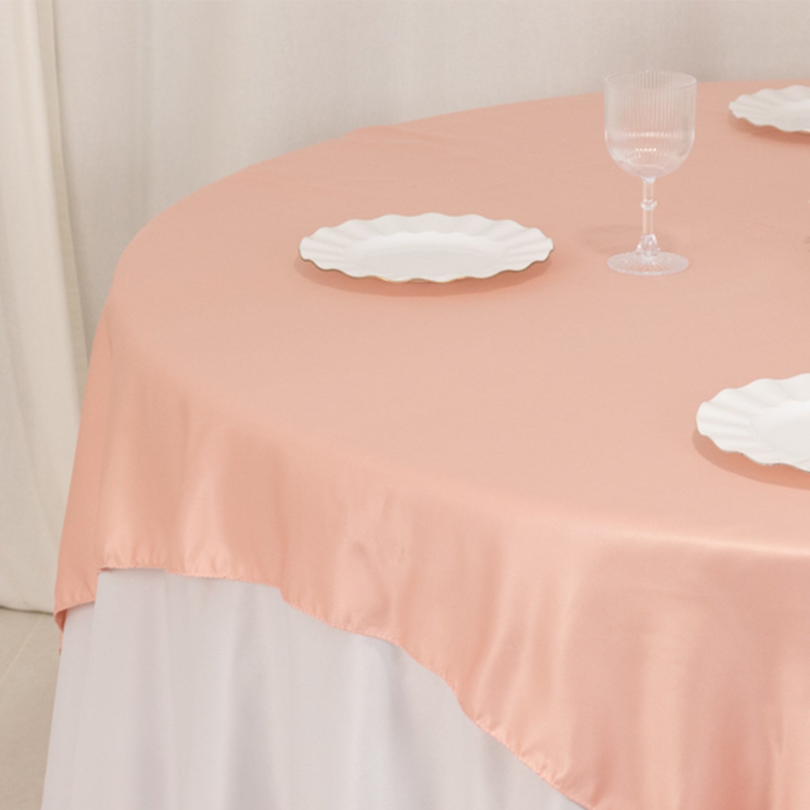 Lamour Satin 72x72 Table Overlay Square Tablecloth Dusty Rose - Smooth Finish Table Topper