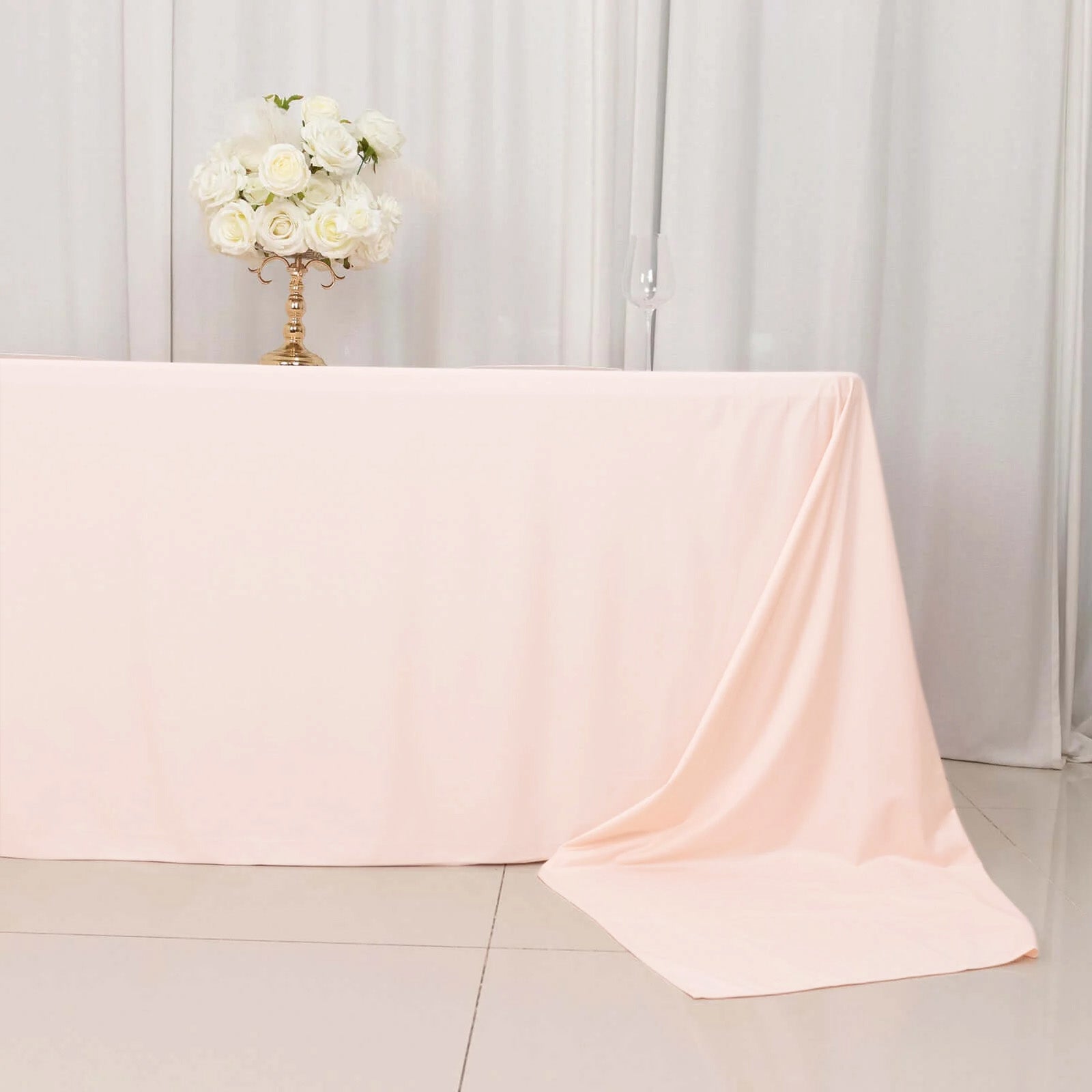 Premium Scuba Rectangular 90x156 Tablecloth Blush - Wrinkle Free, Stain Resistant & Seamless Table Cover