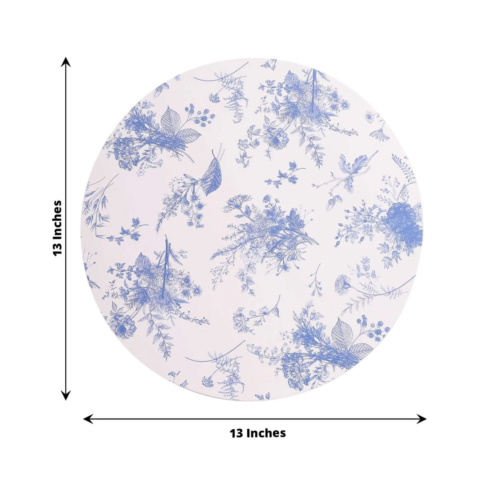 6-Pack Disposable Charger Plates in French Toile Print 13 in White/Blue - 700GSM Floral Paper Chargers for Stylish & Easy Cleanup