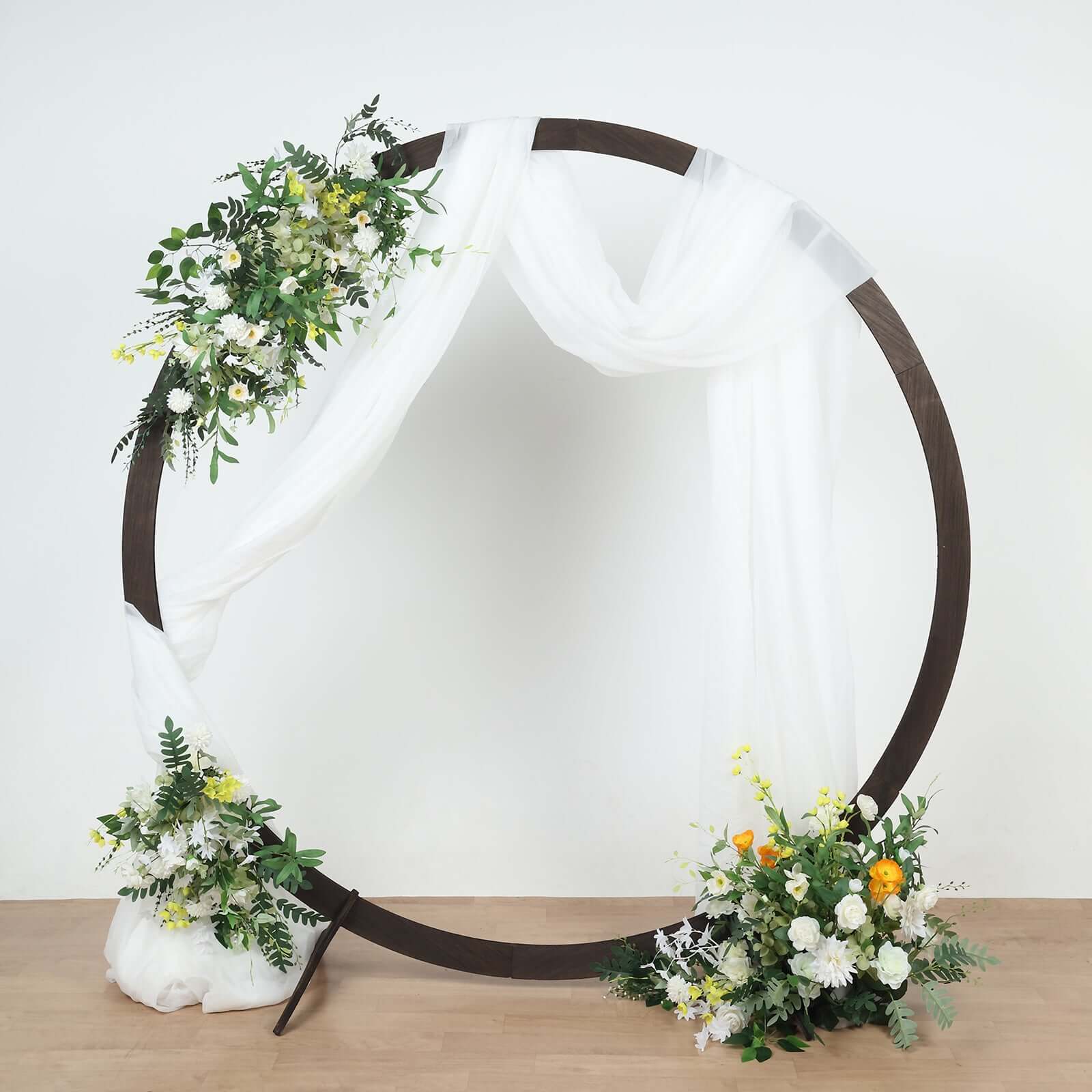 7.4ft Natural Brown Wood Round Event Party Arbor Backdrop Stand, Rustic DIY Wedding Arch