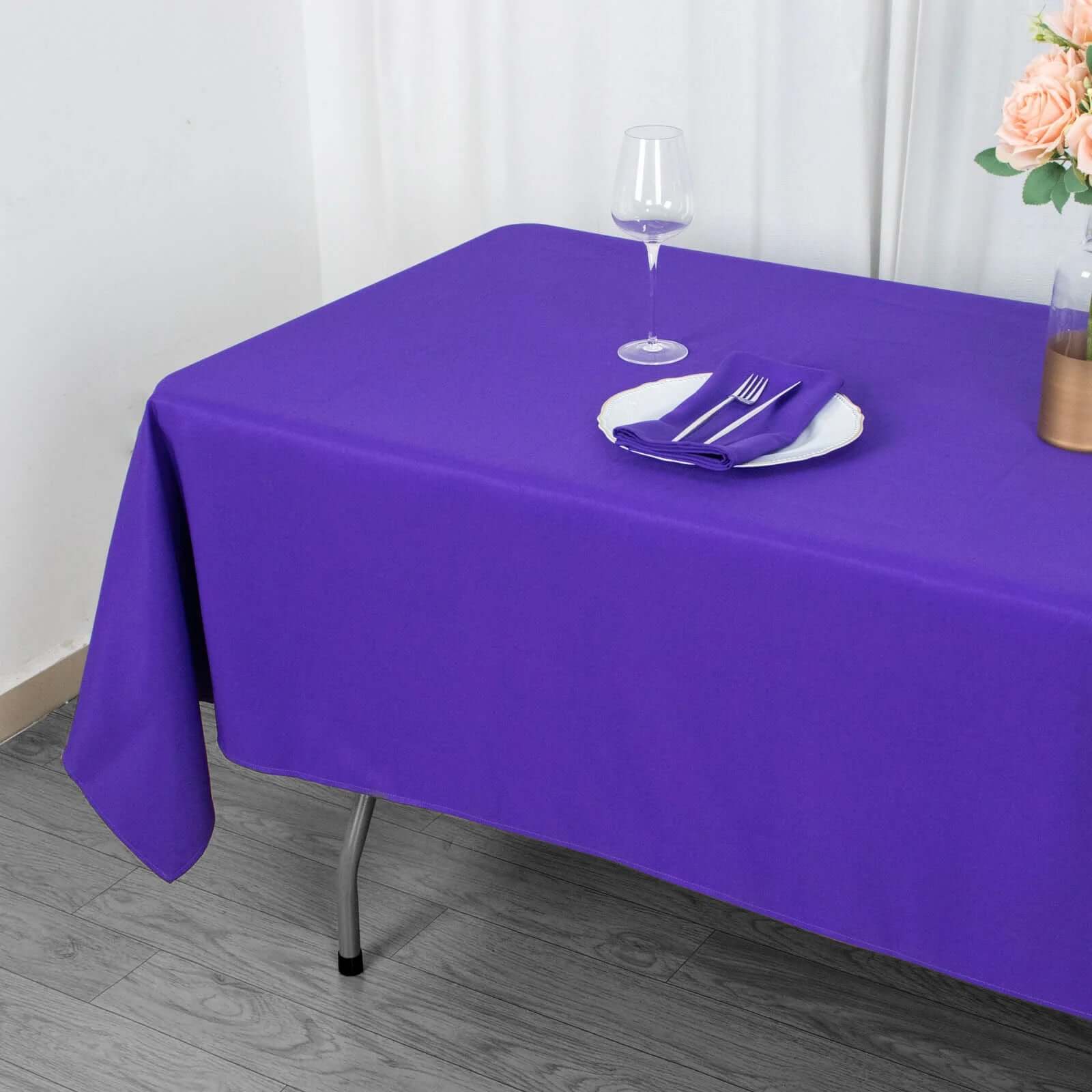 Premium Polyester 60x102 Rectangle Tablecloth Purple - Durable 220GSM Wrinkle-Resistant Table Cover