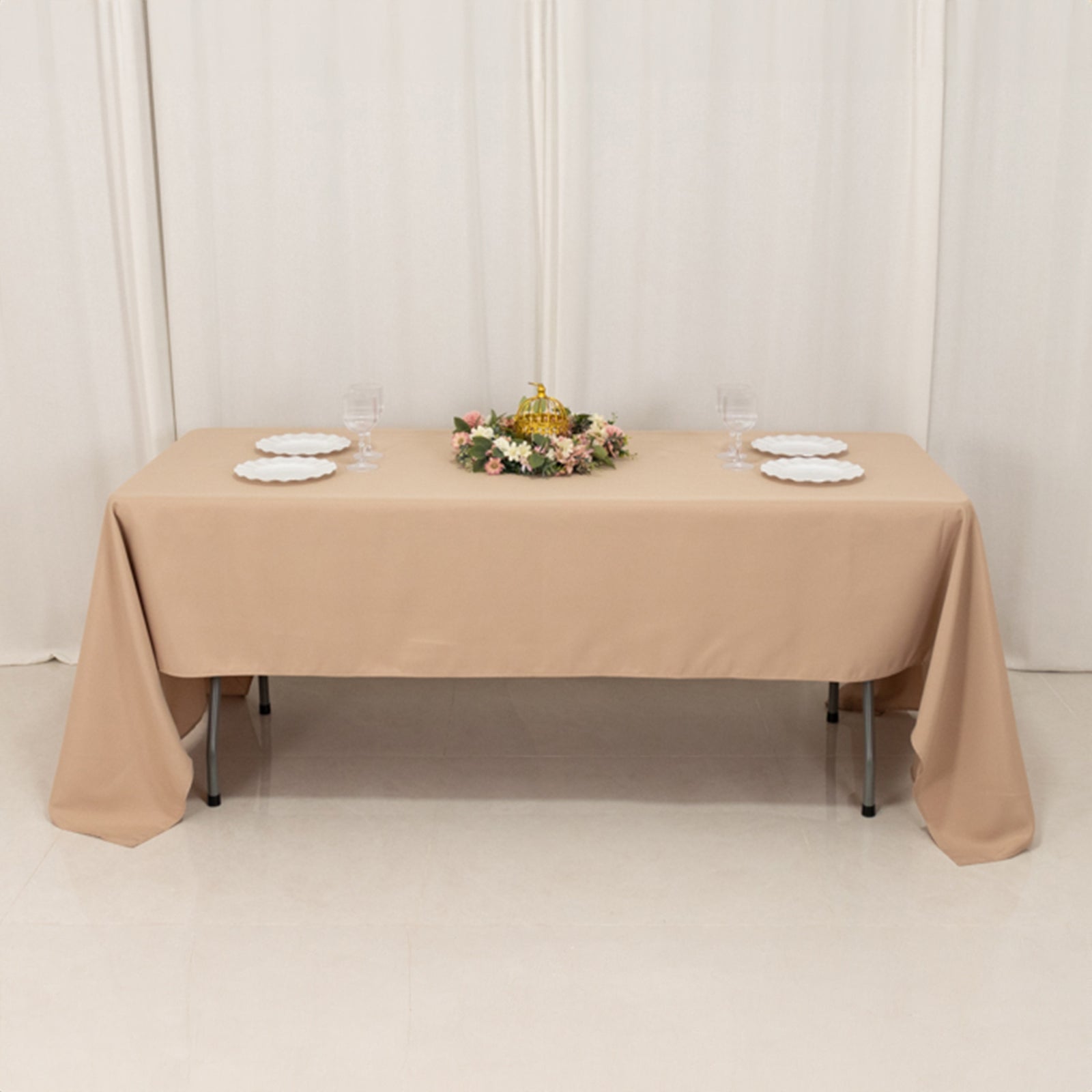 Premium Polyester 60x126 Rectangle Tablecloth Nude - Stain-Resistant 220GSM Finish Table Cover