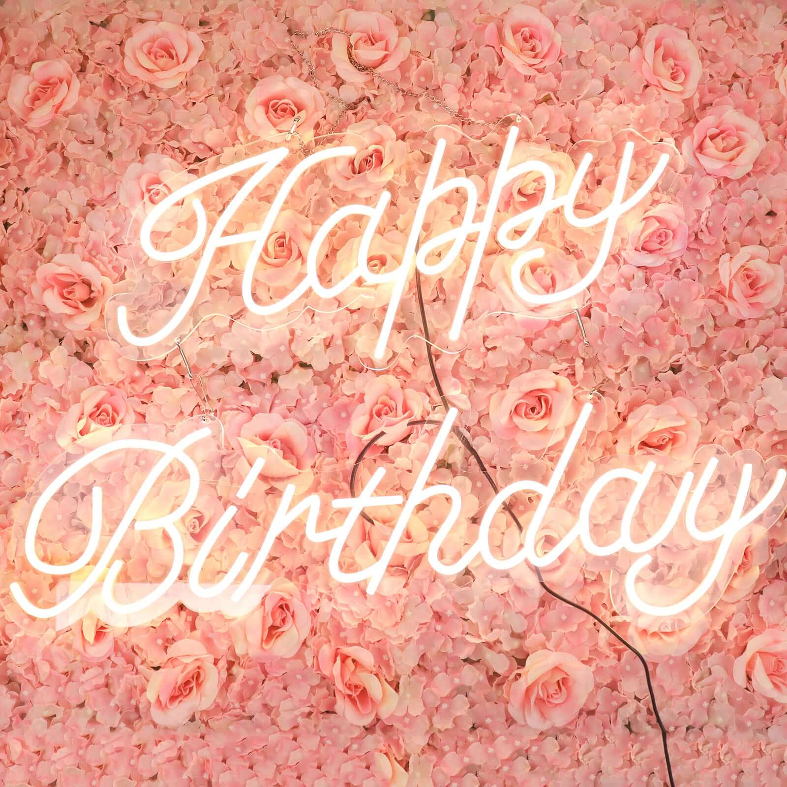 32 Happy Birthday Neon Light Sign, LED Reusable Wall Décor Lights With 5ft Hanging Chain