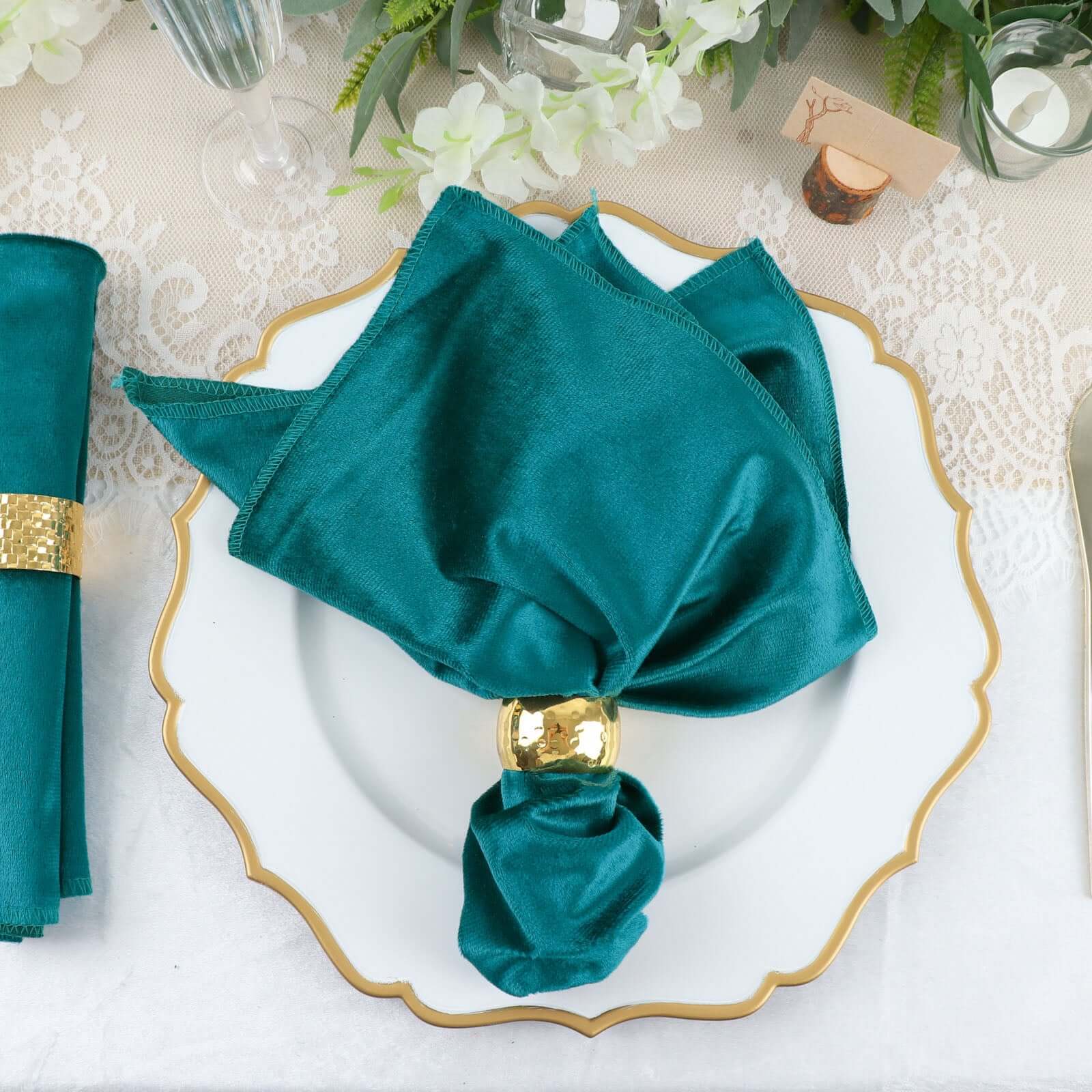 5 Pack Premium Velvet 20x20 Napkins Peacock Teal - Soft Sheen Finish Cloth Napkins