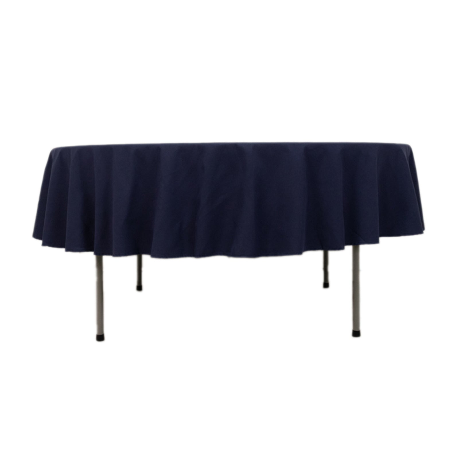 Cotton Blend 90 Round Tablecloth Navy Blue - Wrinkle-Resistant Table Cover