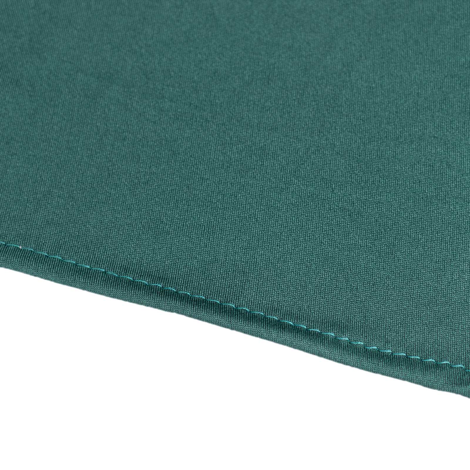 Spandex 32 Round Cocktail Table Cover Skirt Hunter Emerald Green With Natural Wavy Drapes