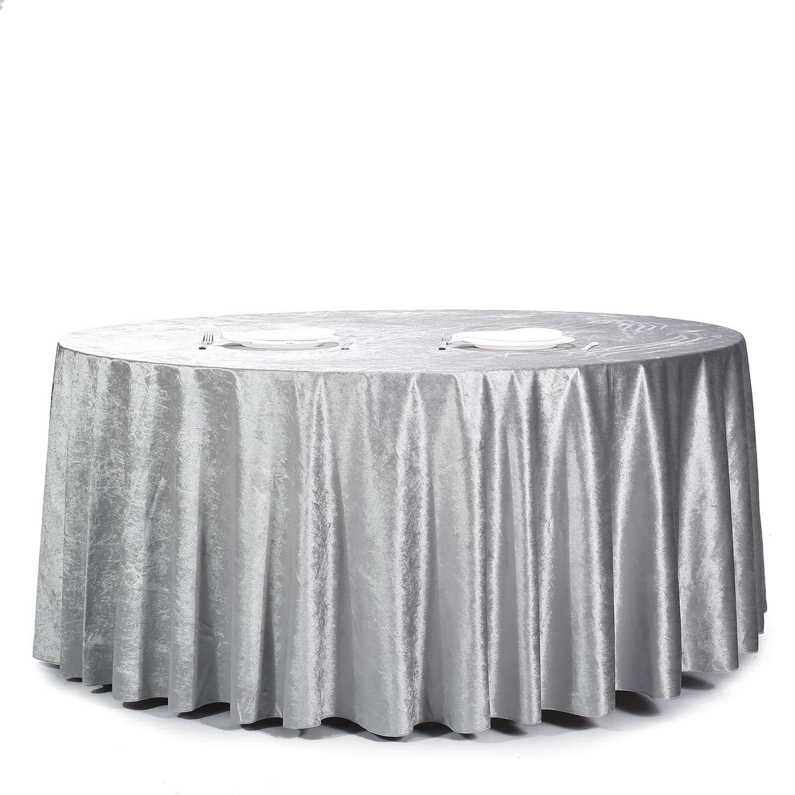 Premium Velvet 120 Round Tablecloth Silver - Reusable Soft & Seamless Table Cover