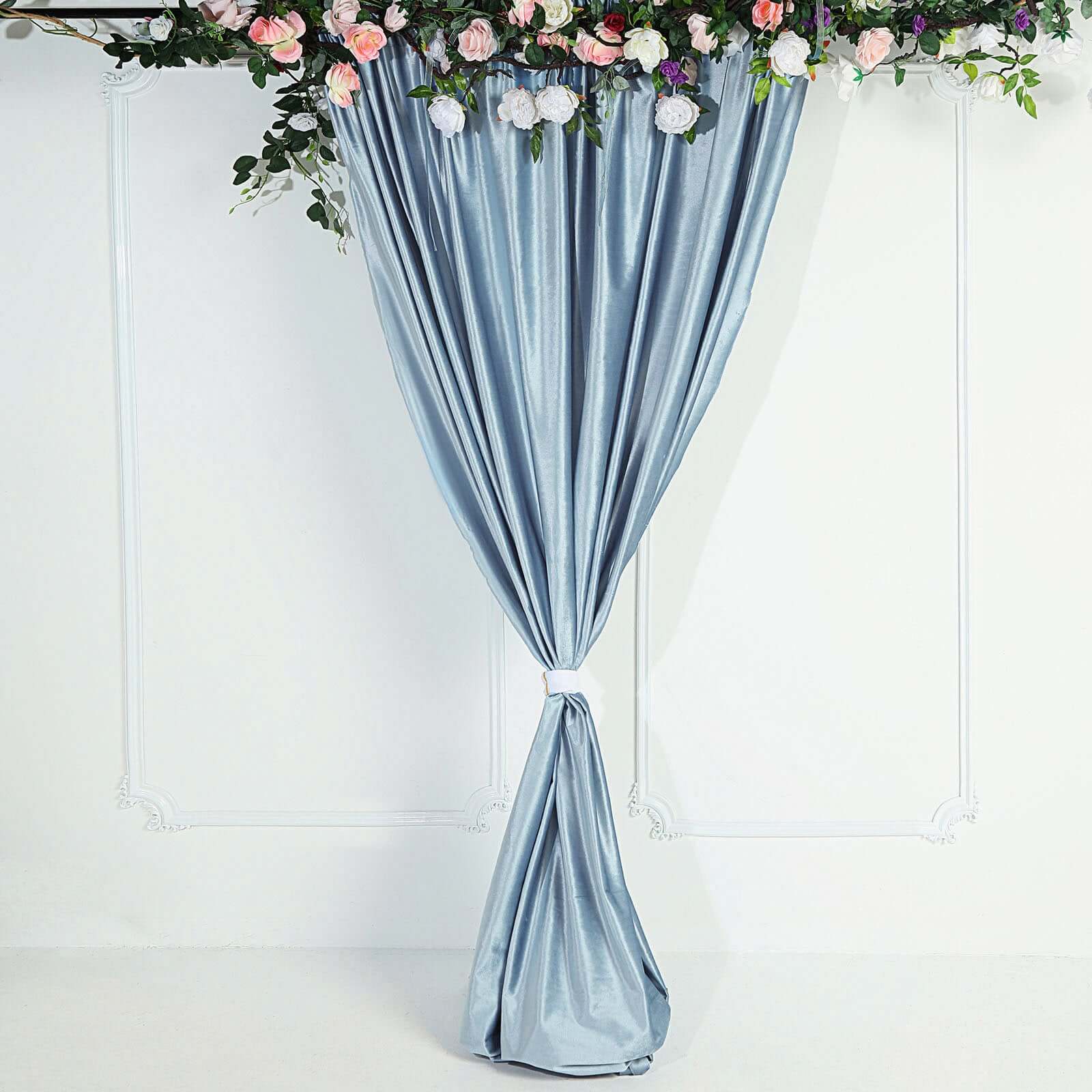 8ftx8ft Dusty Blue Premium Smooth Velvet Event Curtain Drapes, Privacy Backdrop Event Panel with Rod Pocket